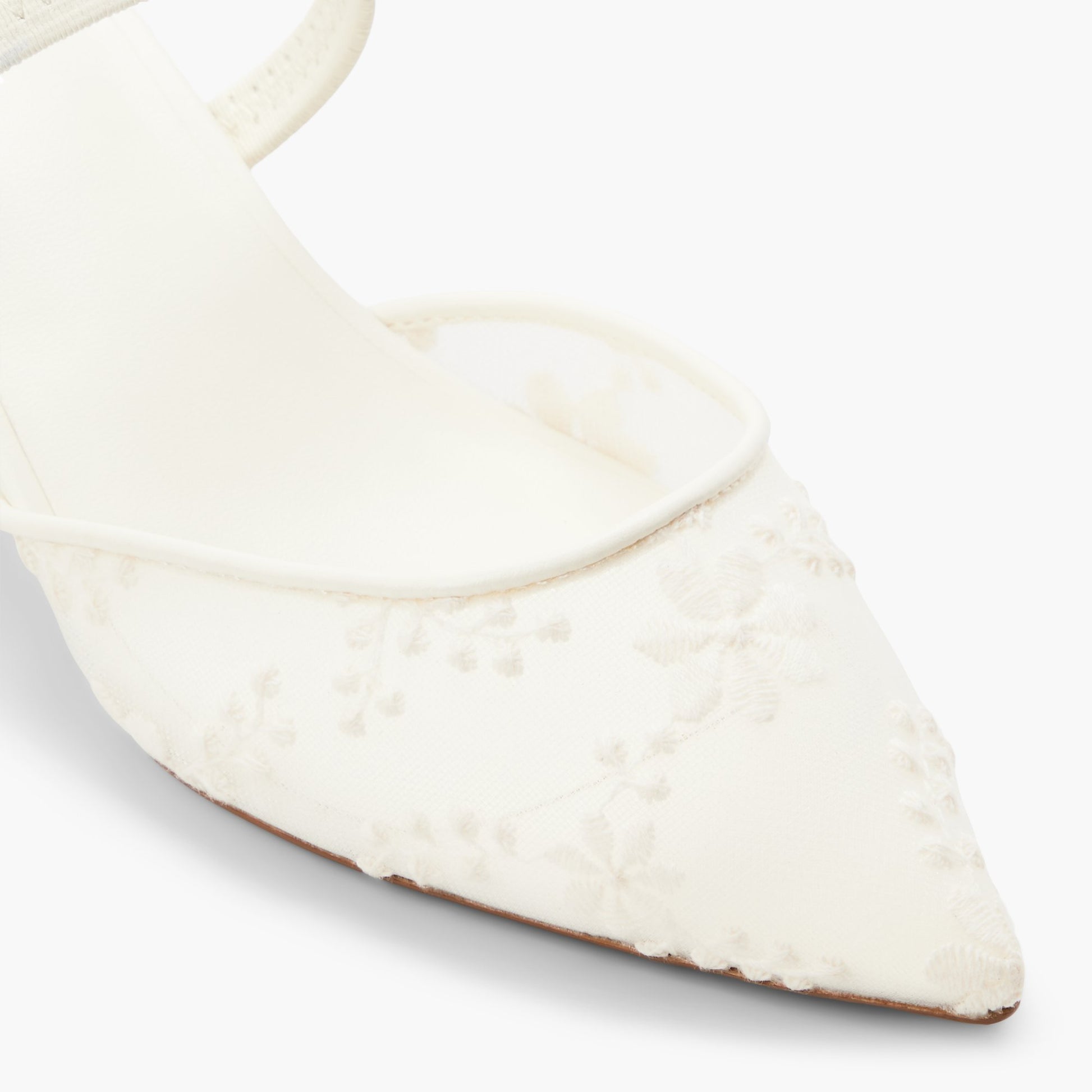 Test FR:Close-up of the Blanc Amarae Mules à talons blocs