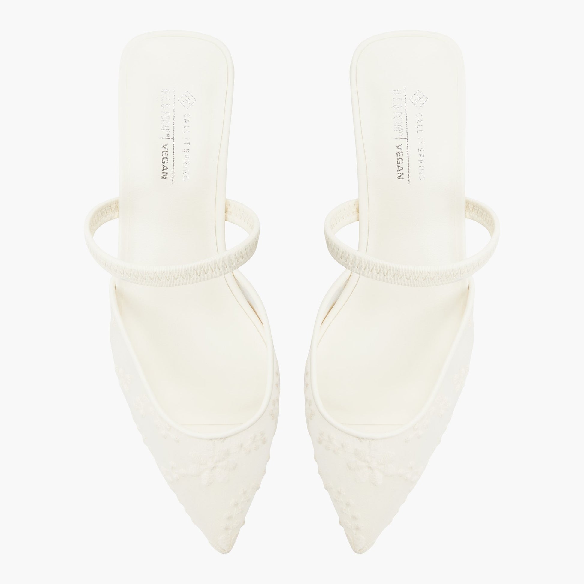 Test FR:Top-down view of the Blanc Amarae Mules à talons blocs