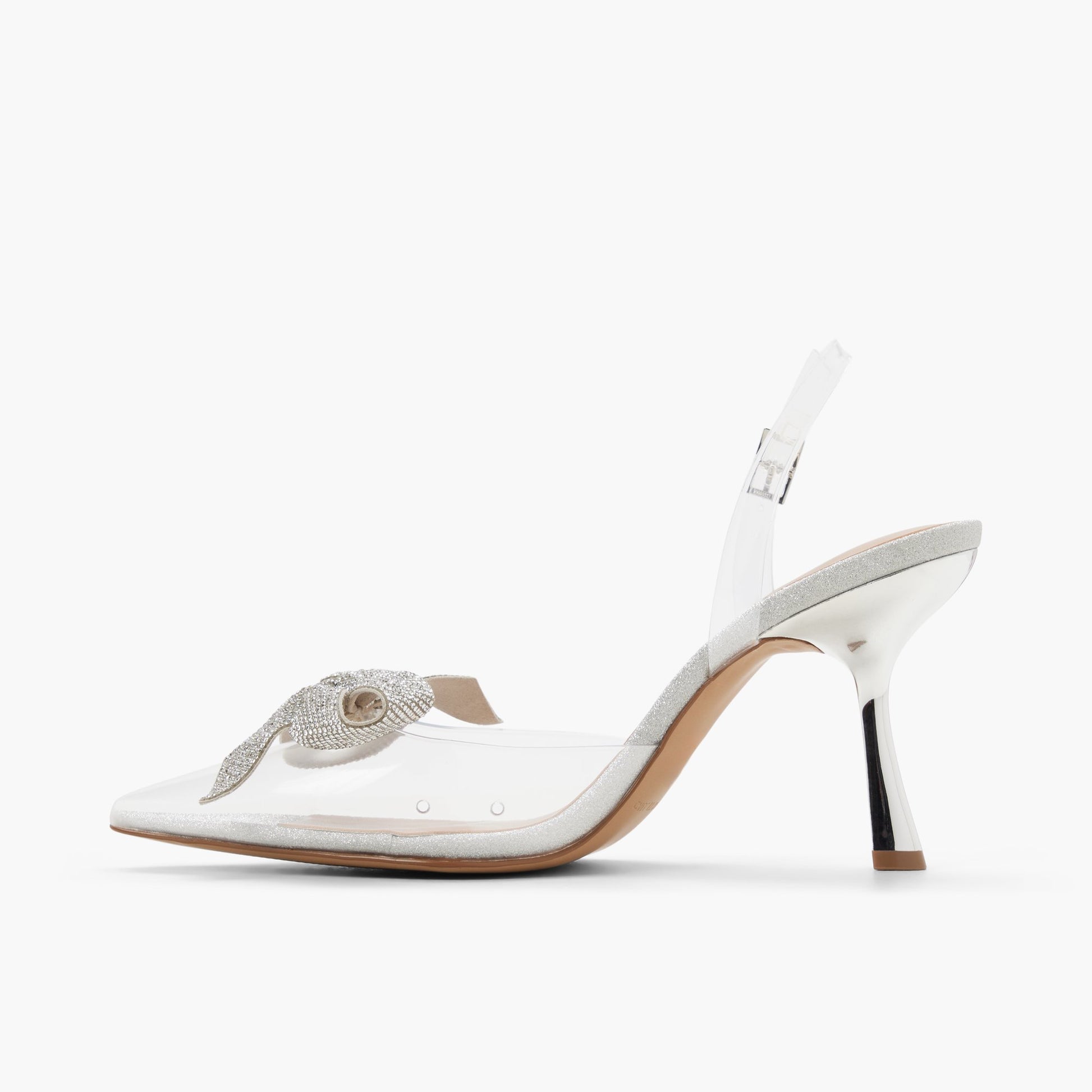 Side view of Silver Aeryss High Heel Pumps