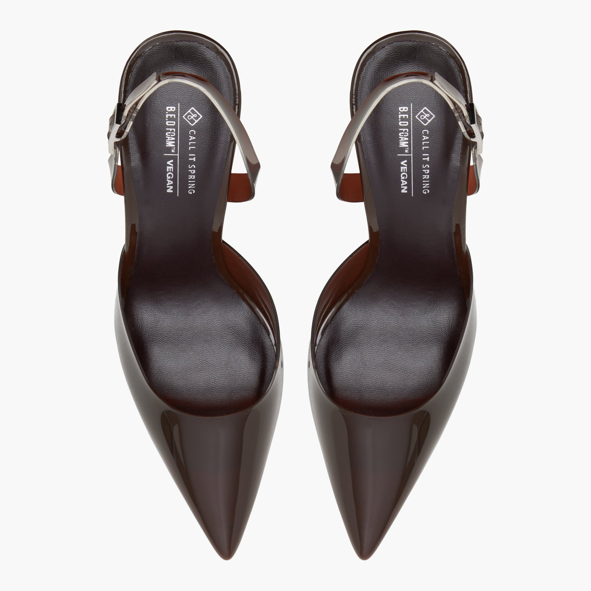 Top-down view of the Dark brown Aeryss High Heel Pumps