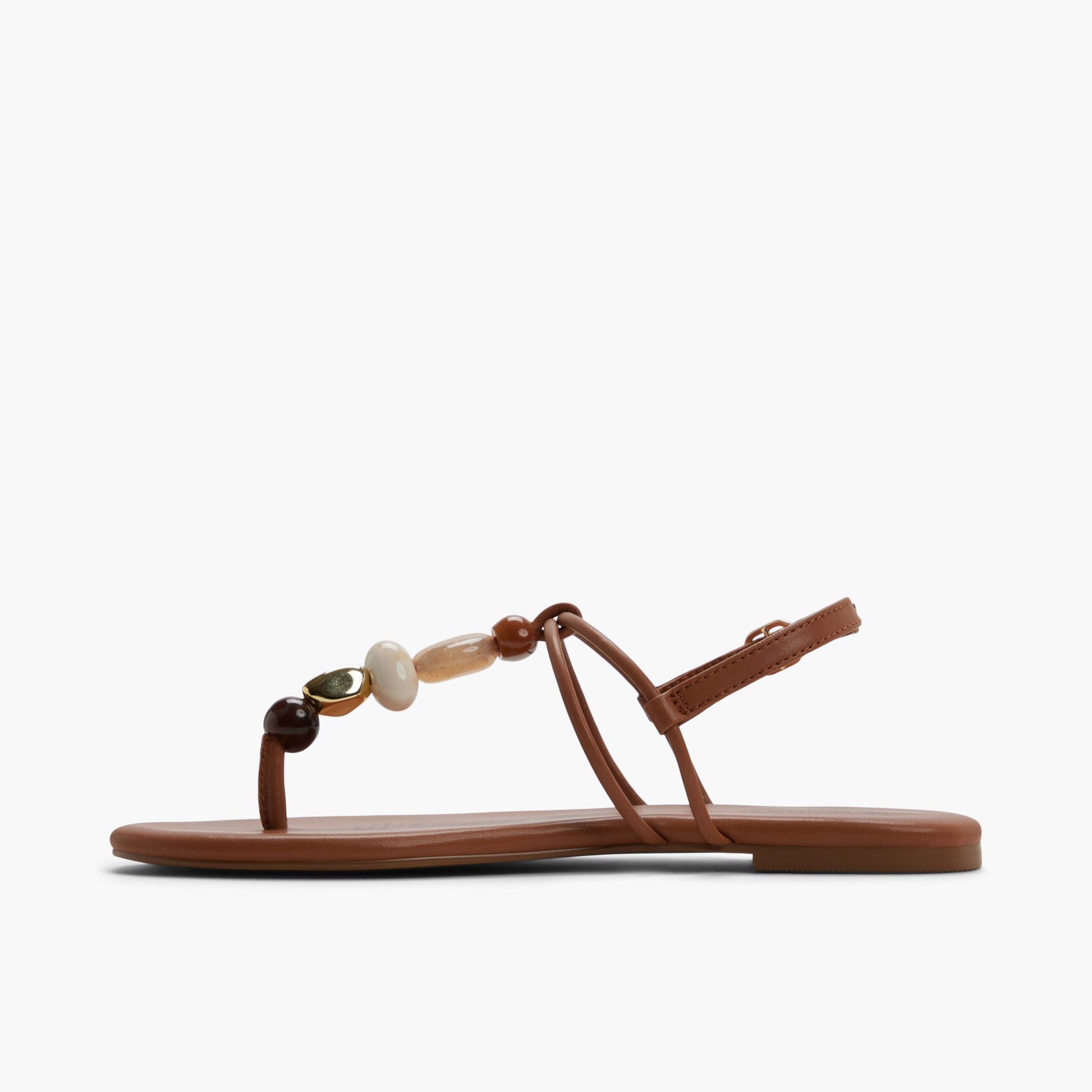 Side view of Cognac Topaaz T-Bar Thong Sandals