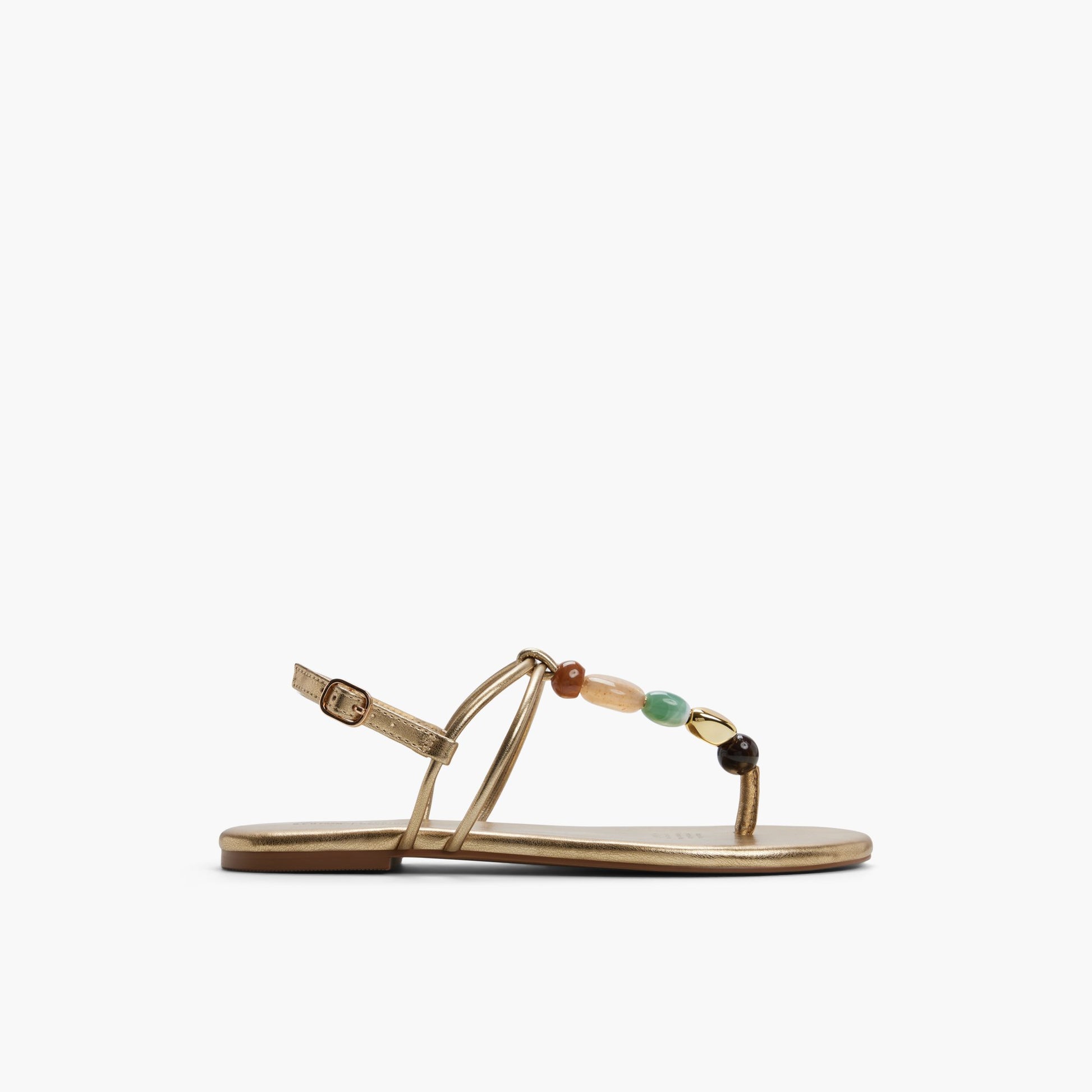Main View of Gold Topaaz T-Bar Thong Sandals for Womens