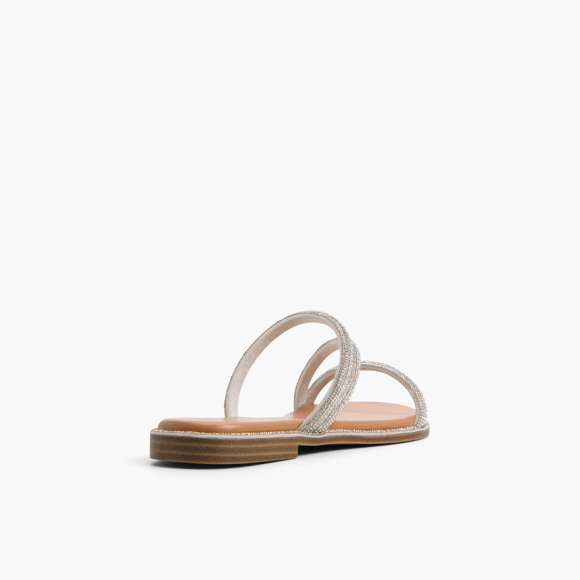 Three-quarter angle of Silver Oassis Strappy Sandals's back side