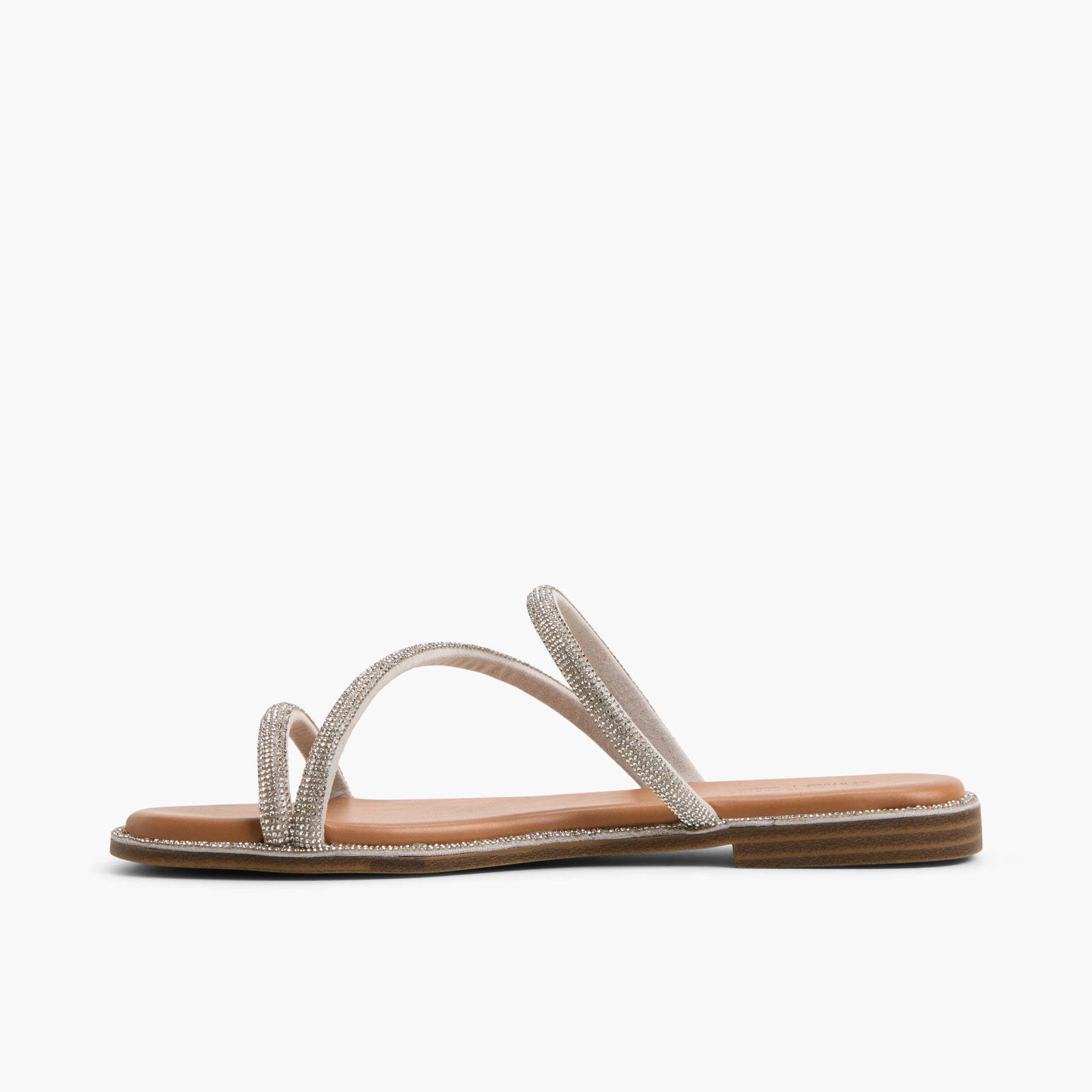 Side view of Silver Oassis Strappy Sandals