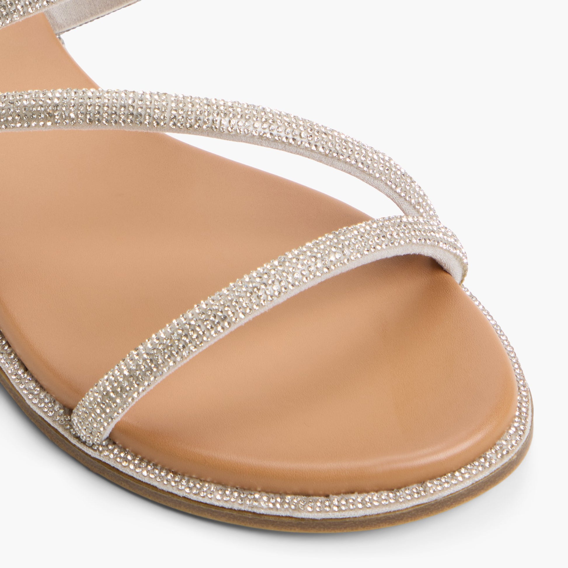 Close-up of the Silver Oassis Strappy Sandals