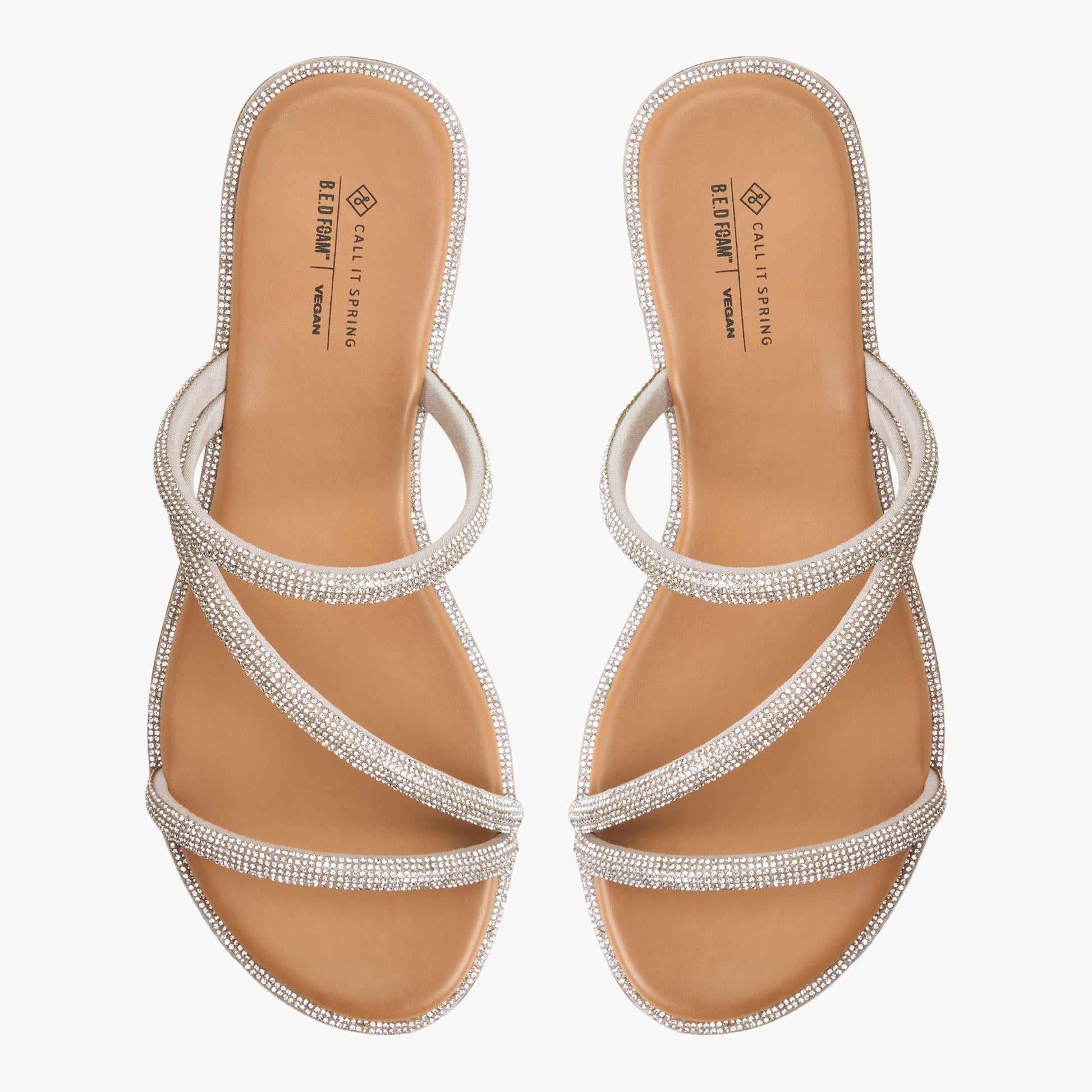 Top-down view of the Silver Oassis Strappy Sandals