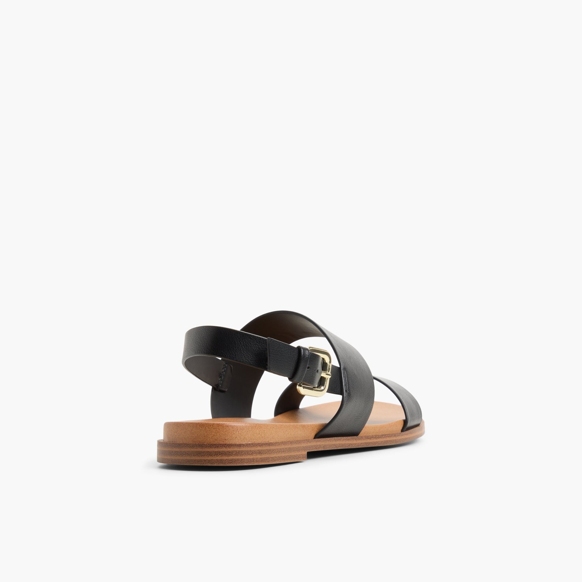 Three-quarter angle of Black Dearest Sandals's back side