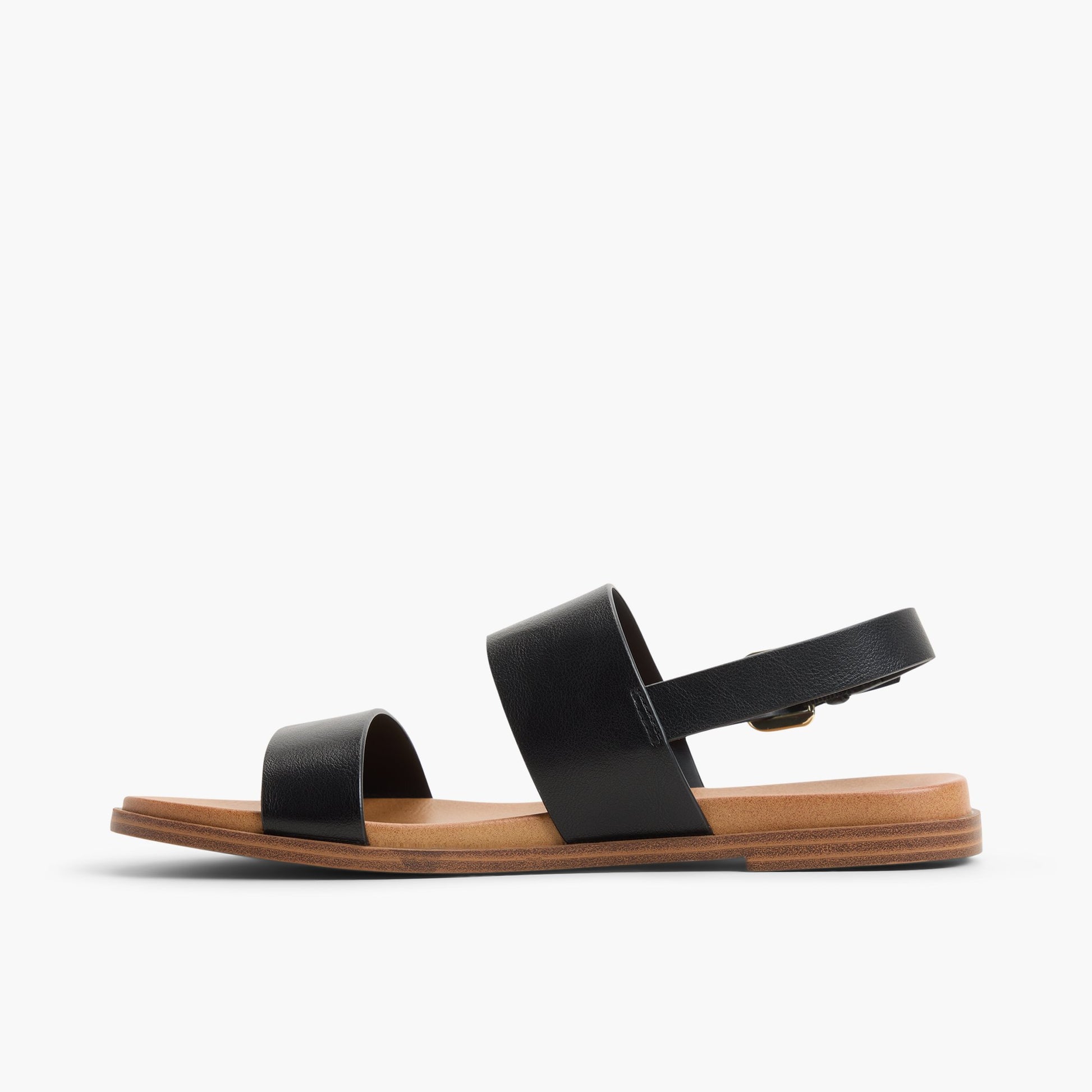 Side view of Black Dearest Sandals