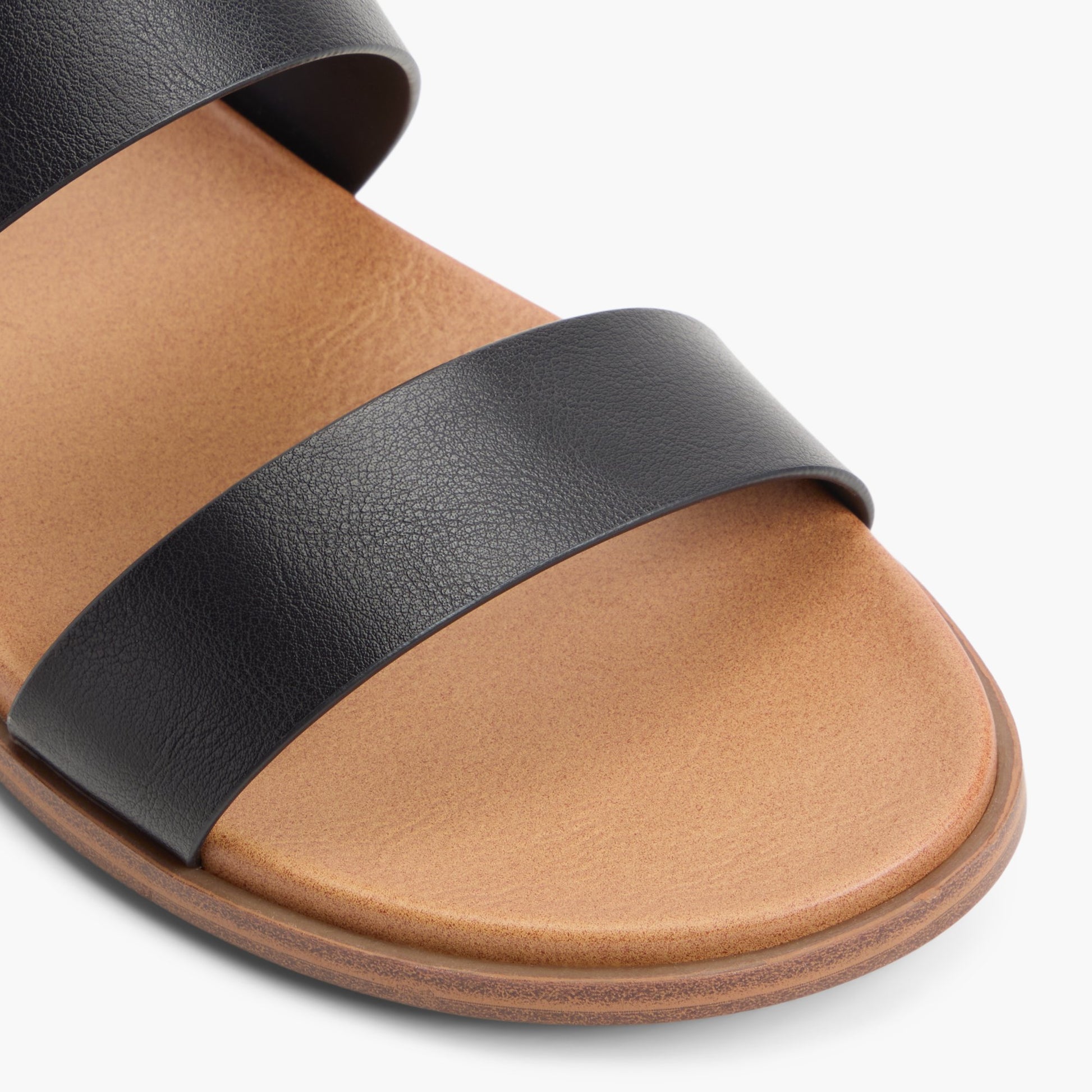 Close-up of the Black Dearest Sandals