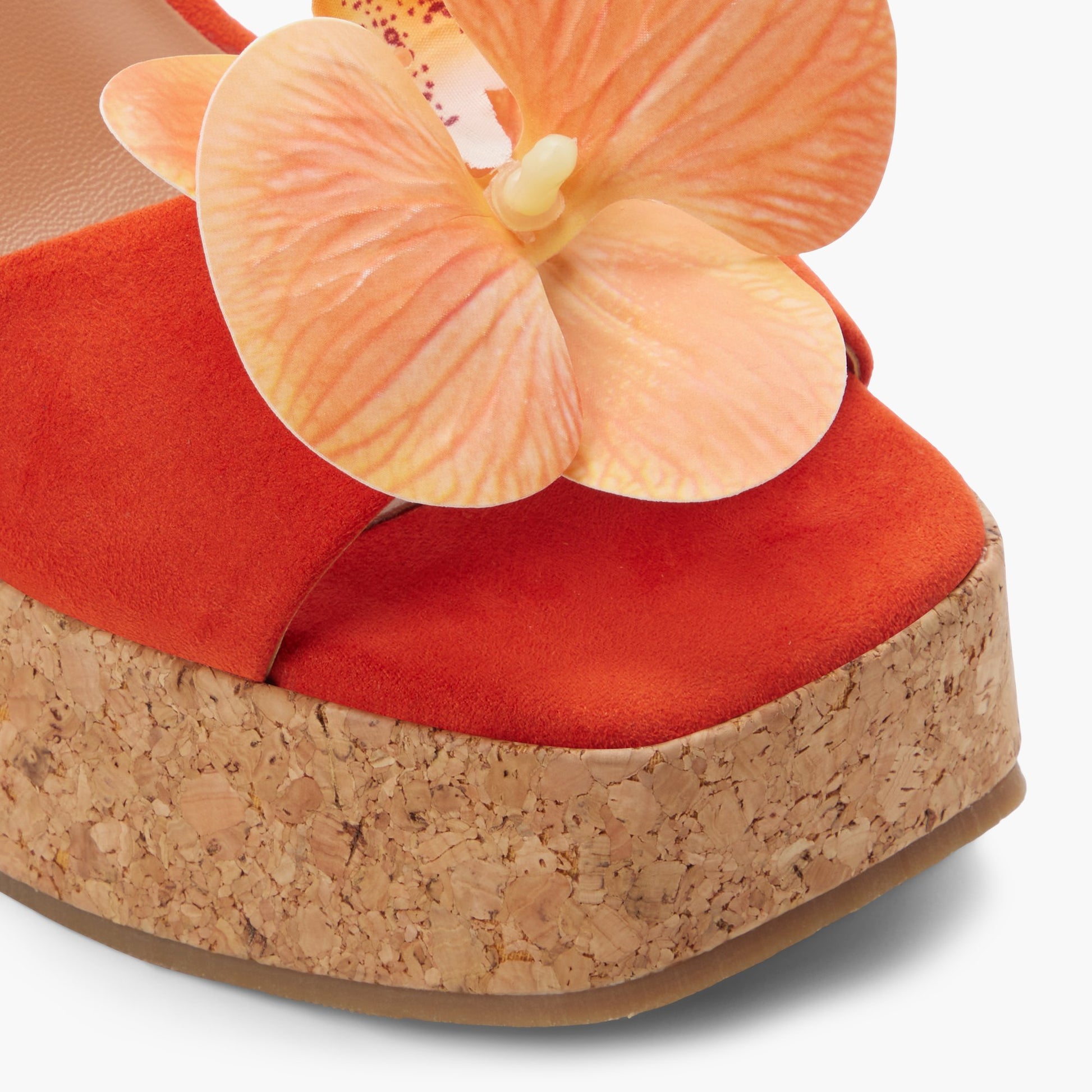 Close-up of the Orange Caprii Platform Lace-Up Sandals