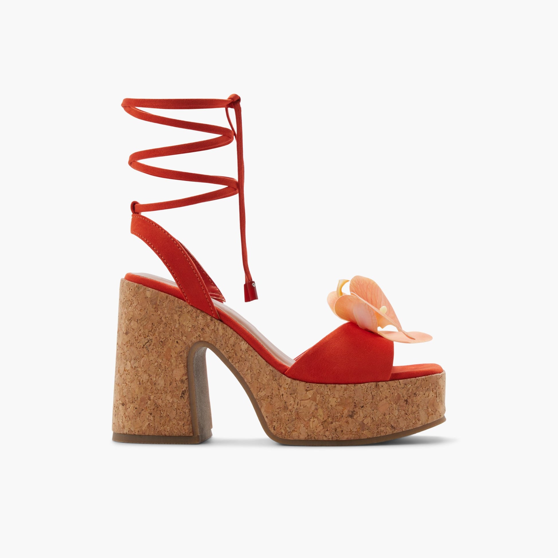 Main View of Orange Caprii Platform Lace-Up Sandals for Womens