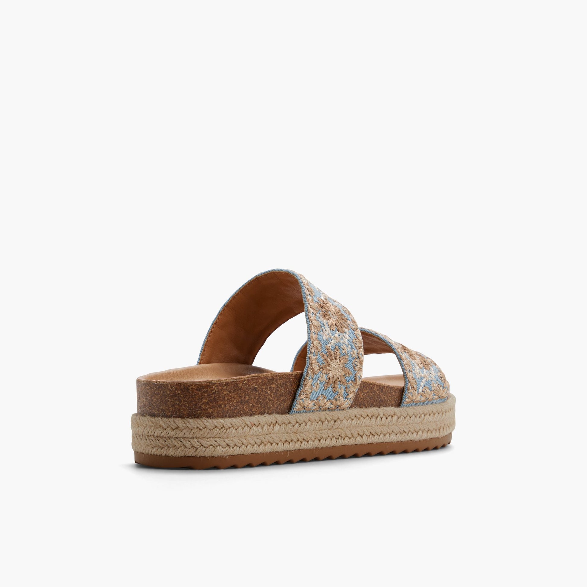 Test FR:Three-quarter angle of Bleu Clair Janny Claquettes à plateforme's back side