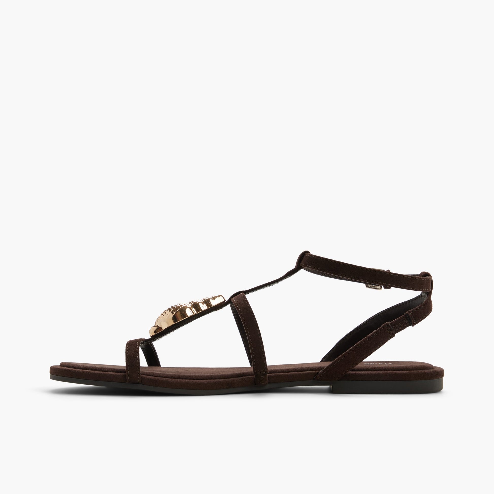Side view of Dark brown Praya Cage Sandals