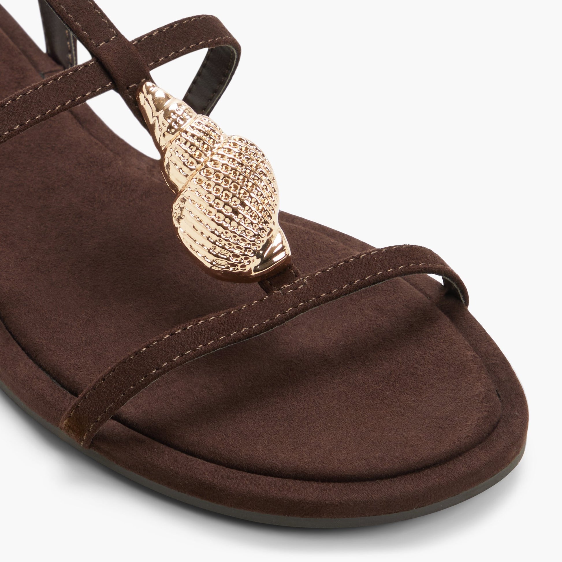 Close-up of the Dark brown Praya Cage Sandals