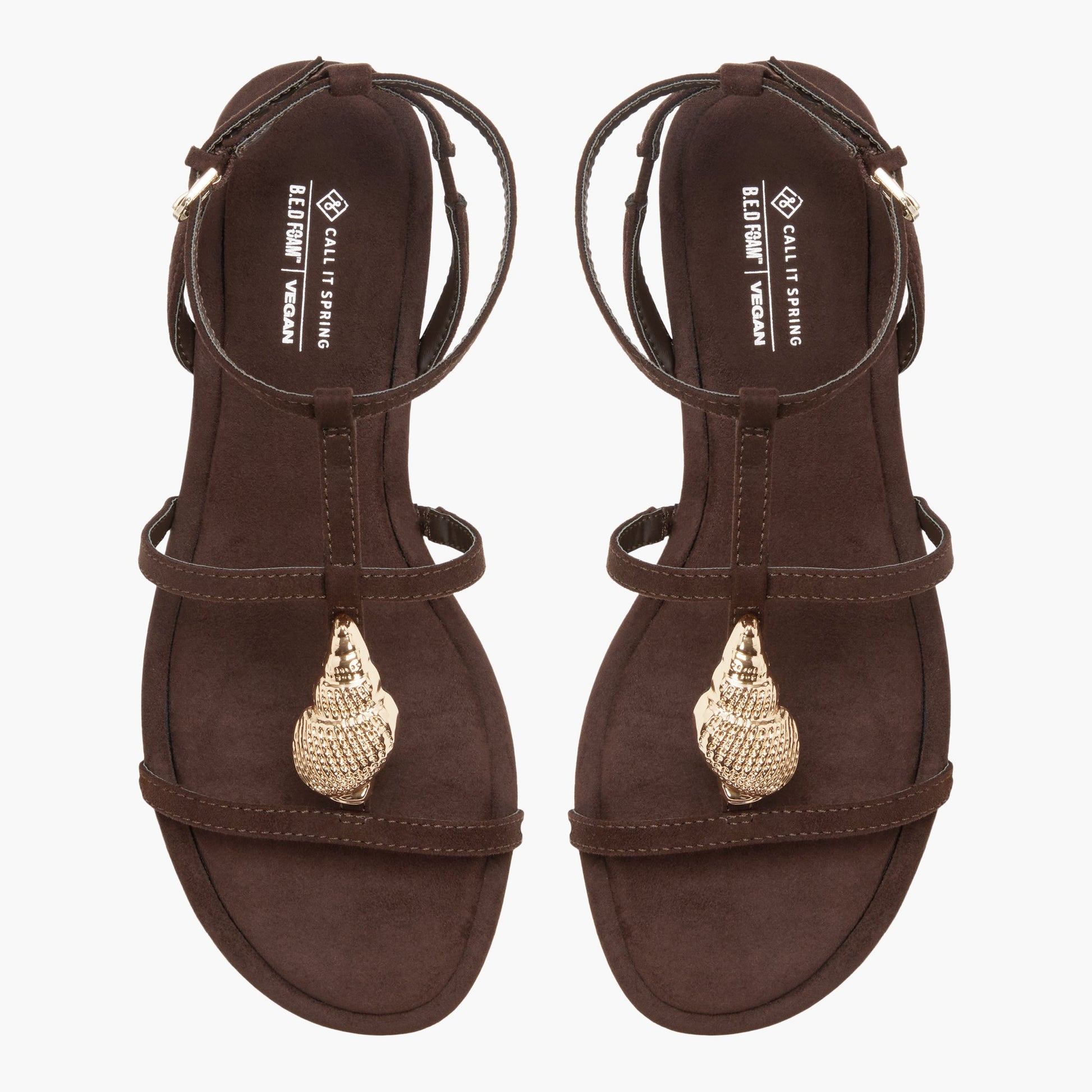 Top-down view of the Dark brown Praya Cage Sandals