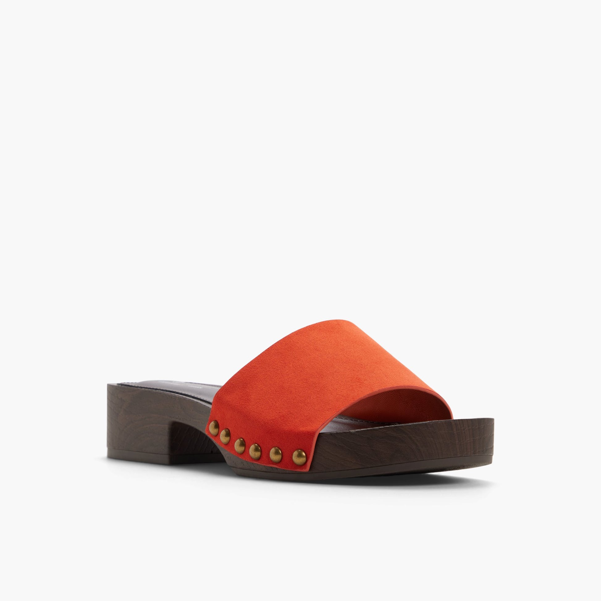 Three-quarter angle of Orange Ellajo Platform Mules's front side