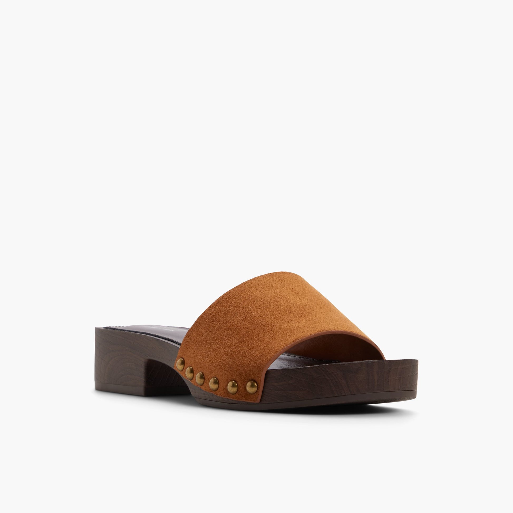 Three-quarter angle of Cognac Ellajo Platform Mules's front side