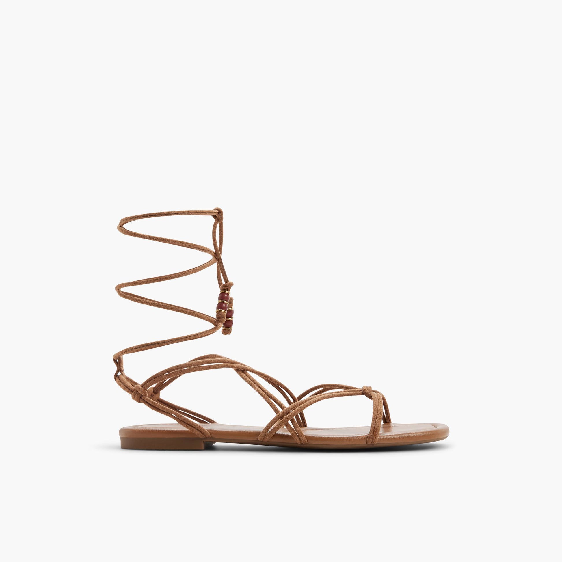 Main View of Medium beige Saandy Lace-Up Sandals for Womens