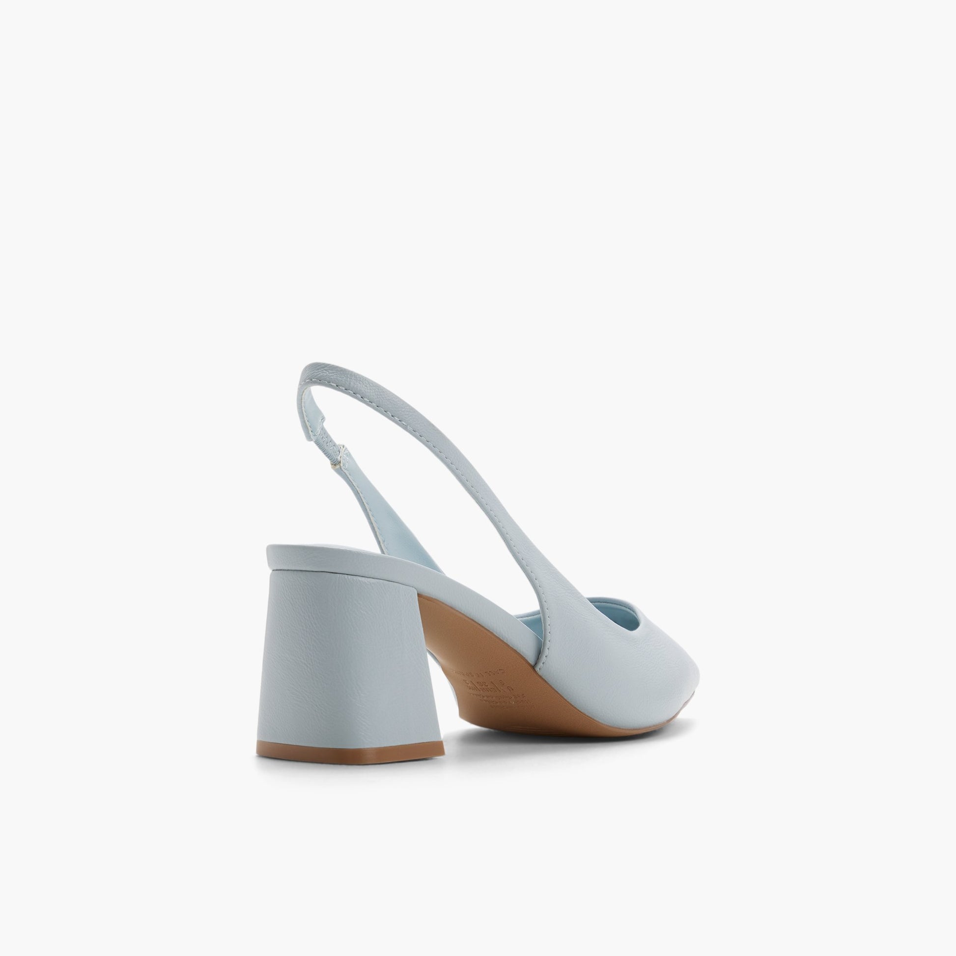 Three-quarter angle of Light blue Evelyynn Slingback Heels's back side