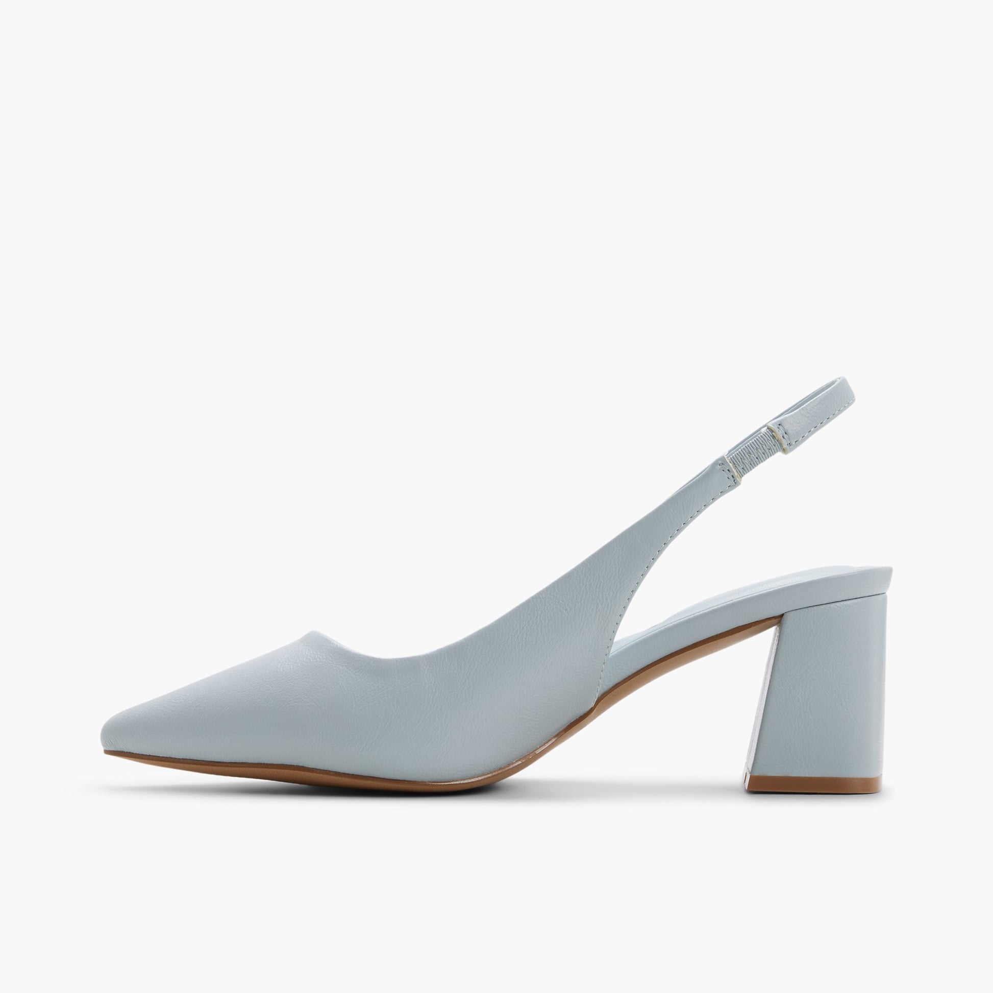 Side view of Light blue Evelyynn Slingback Heels