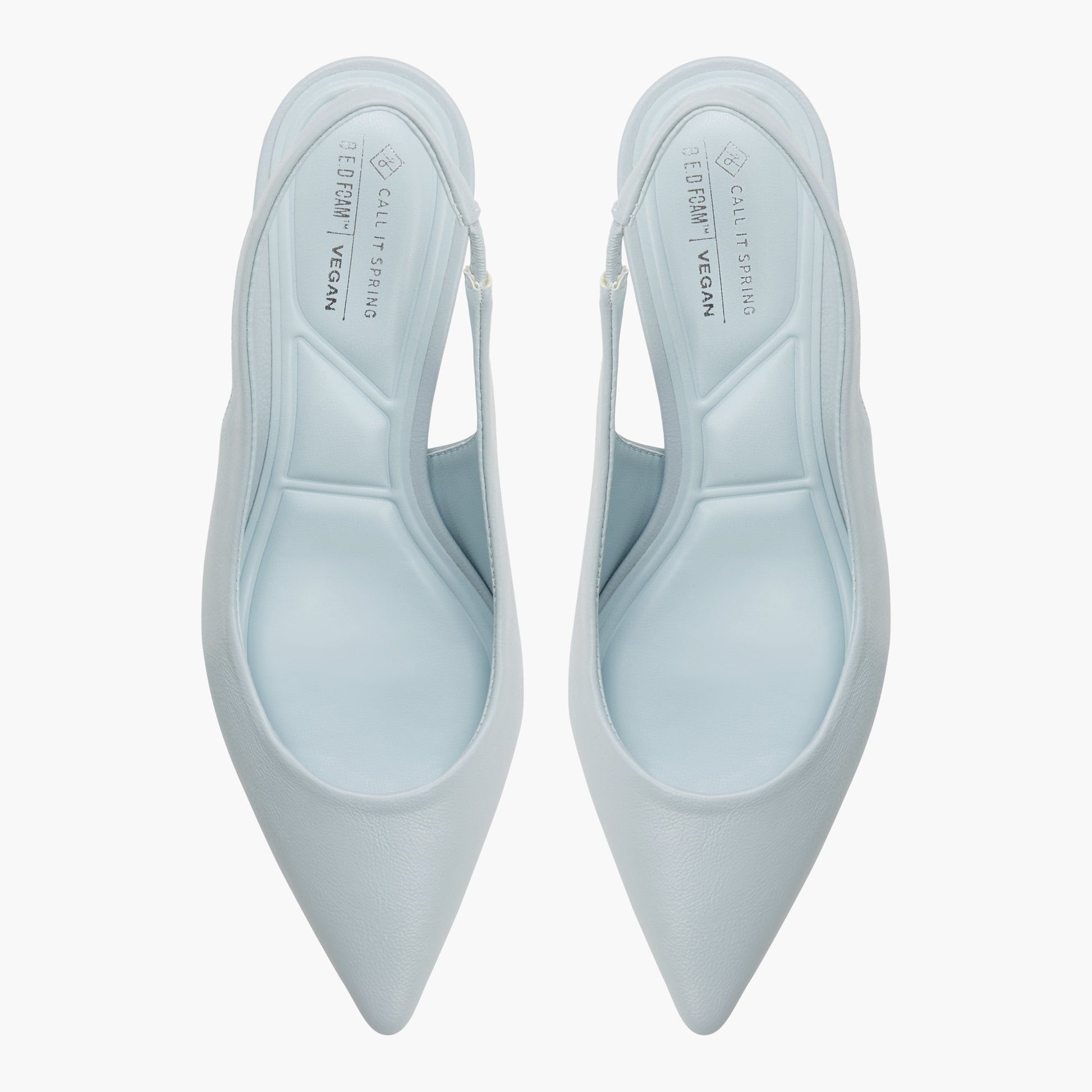 Top-down view of the Light blue Evelyynn Slingback Heels