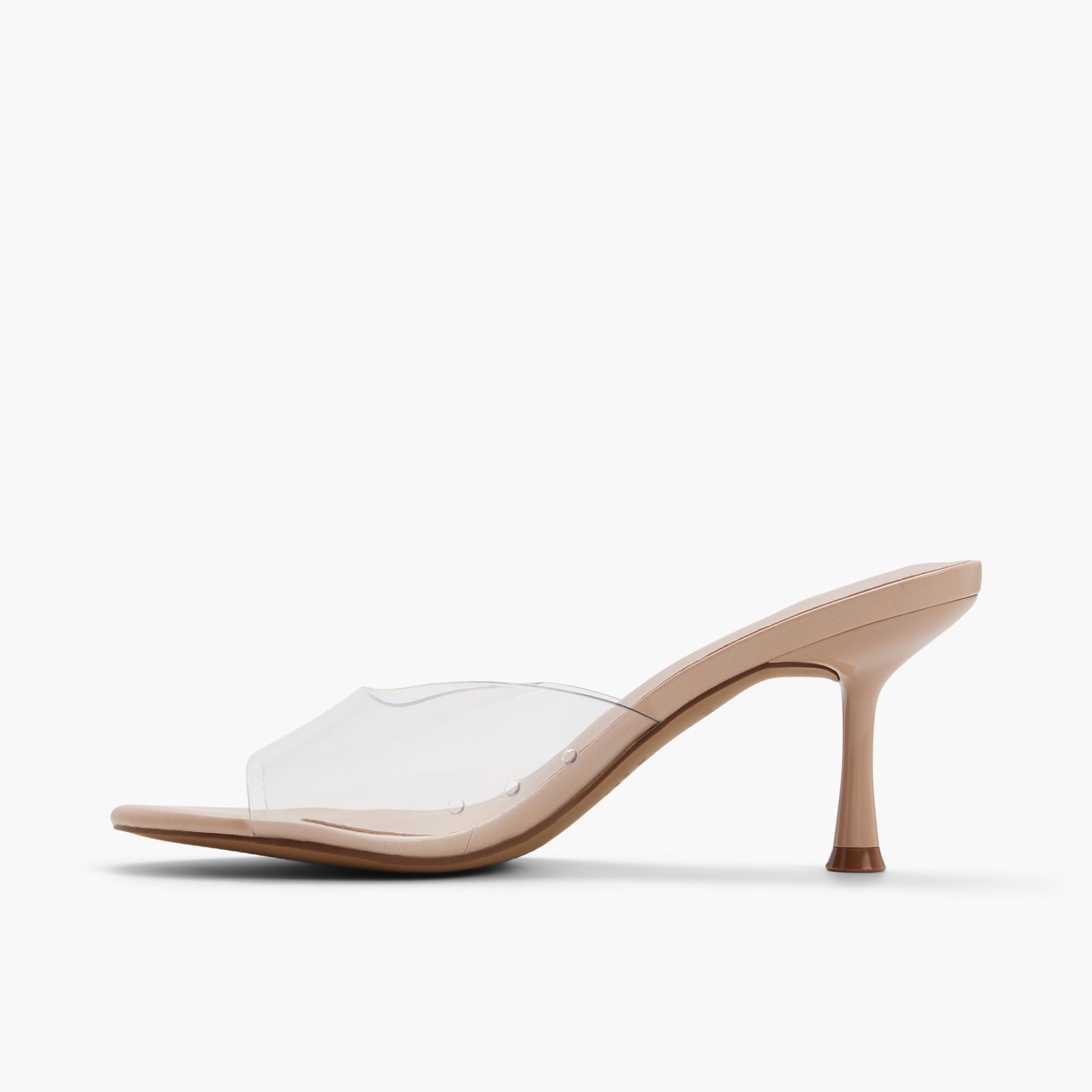 Side view of Open beige Isolaa Mule Sandals
