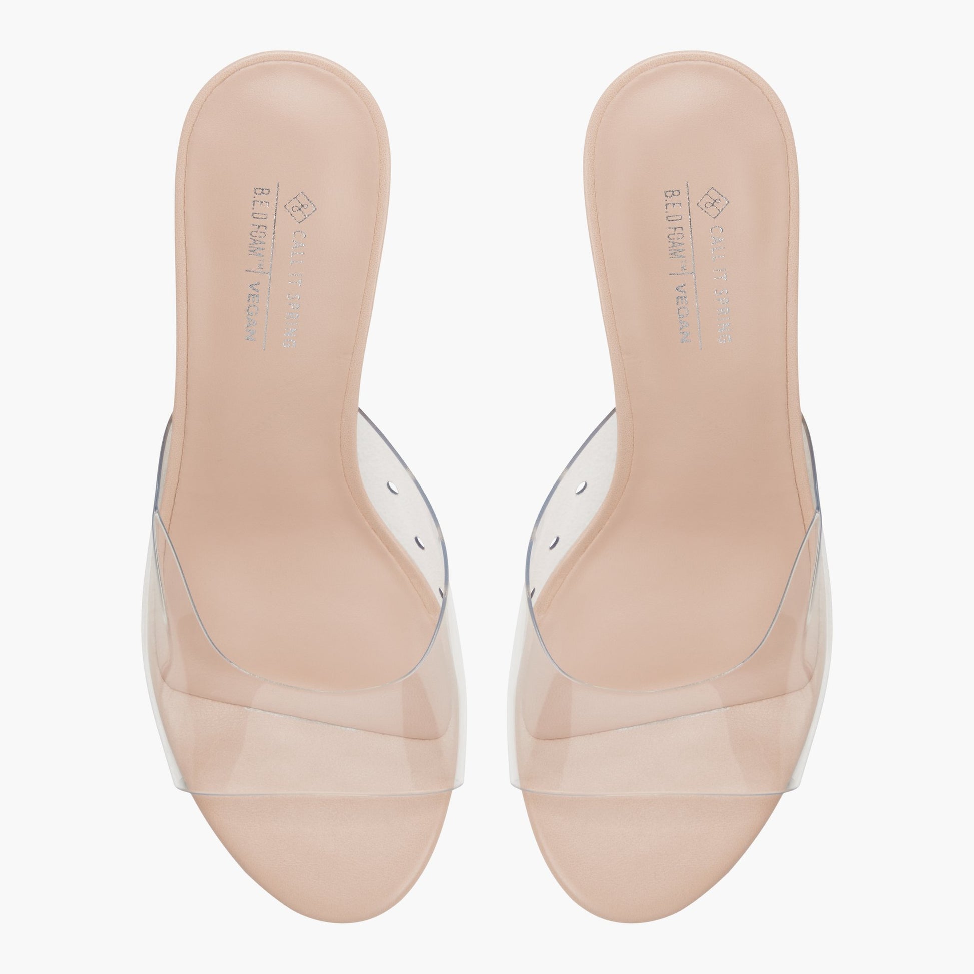 Top-down view of the Open beige Isolaa Mule Sandals