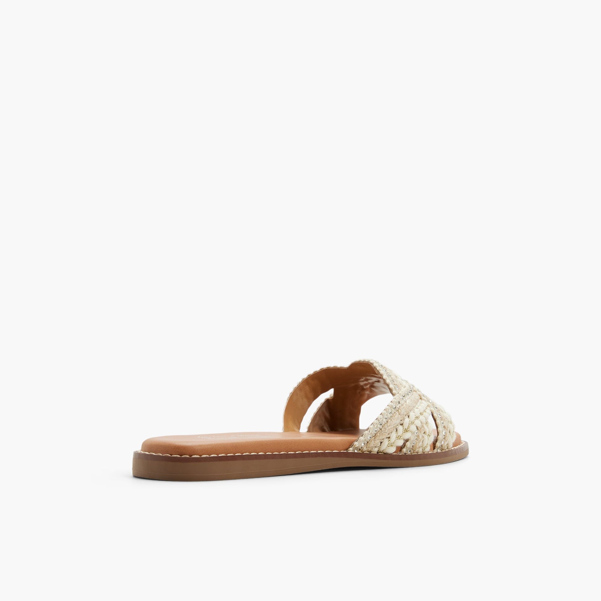 Three-quarter angle of Other beige Zalani Slides's back side