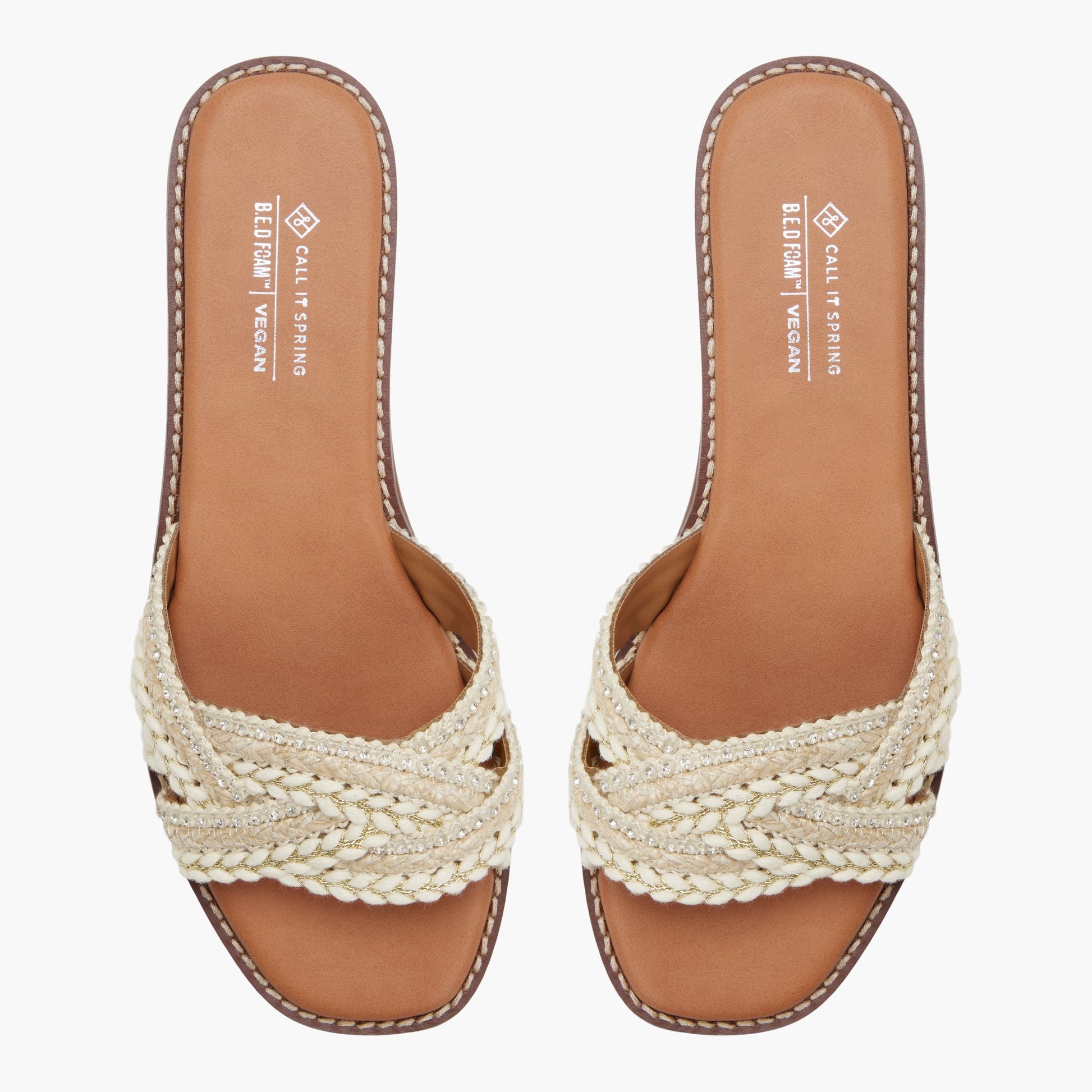 Top-down view of the Other beige Zalani Slides