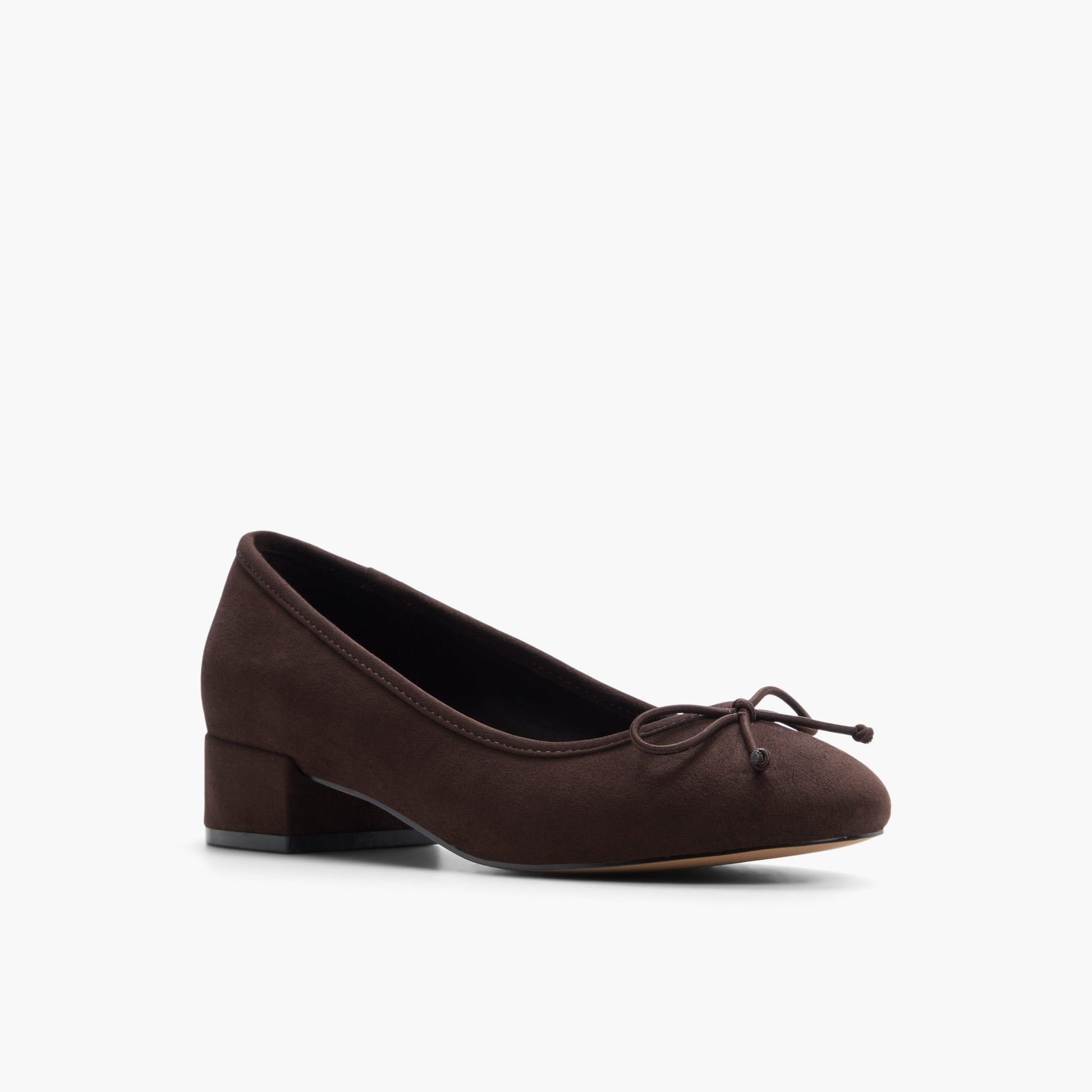 Three-quarter angle of Dark brown Poiise Block Heel Ballerinas's front side