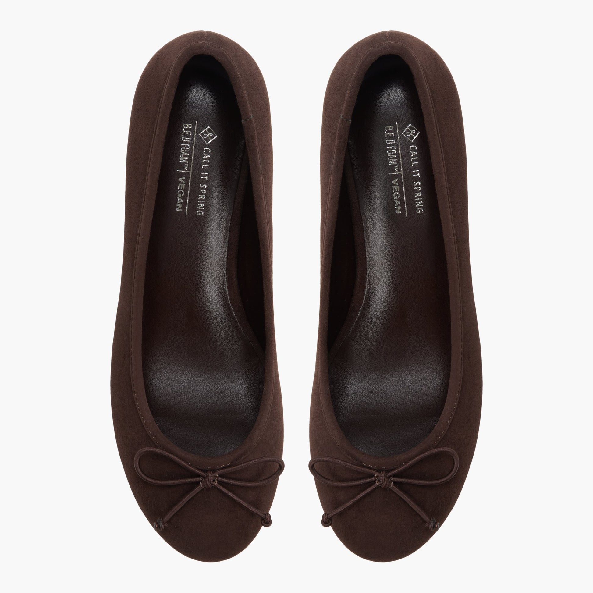 Top-down view of the Dark brown Poiise Block Heel Ballerinas