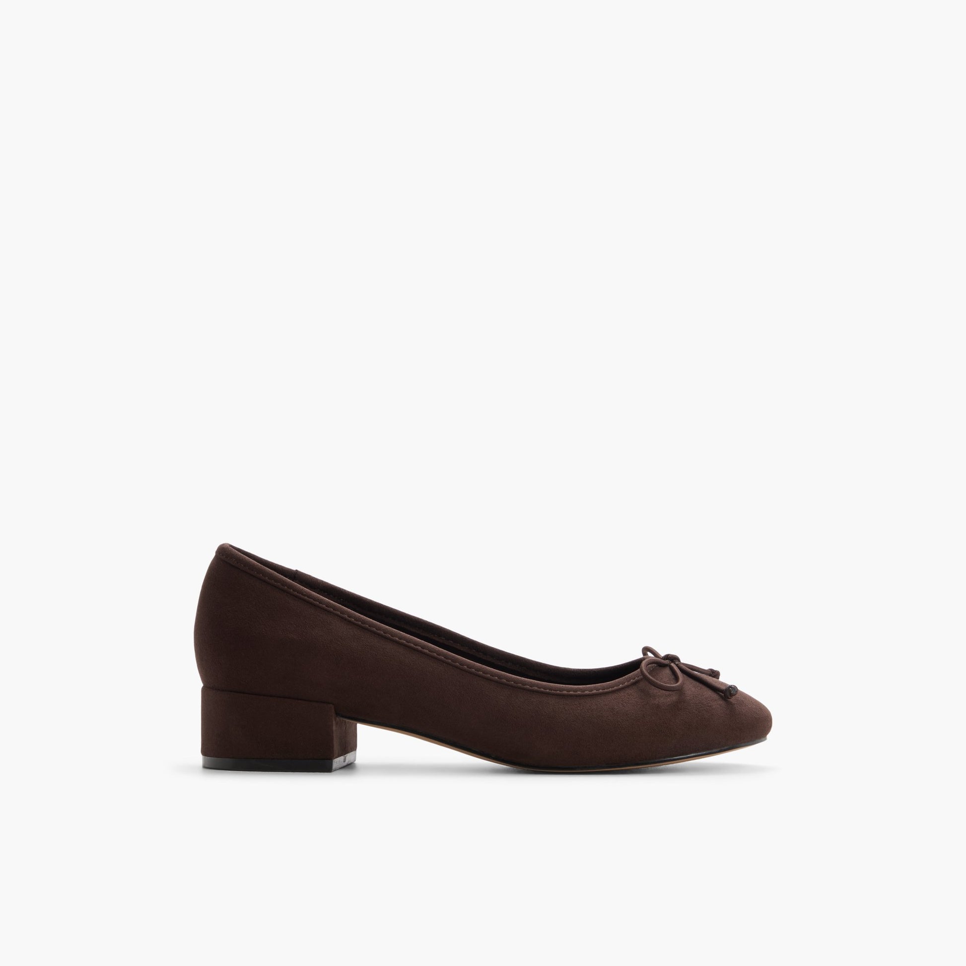 Main View of Dark brown Poiise Block Heel Ballerinas for Womens