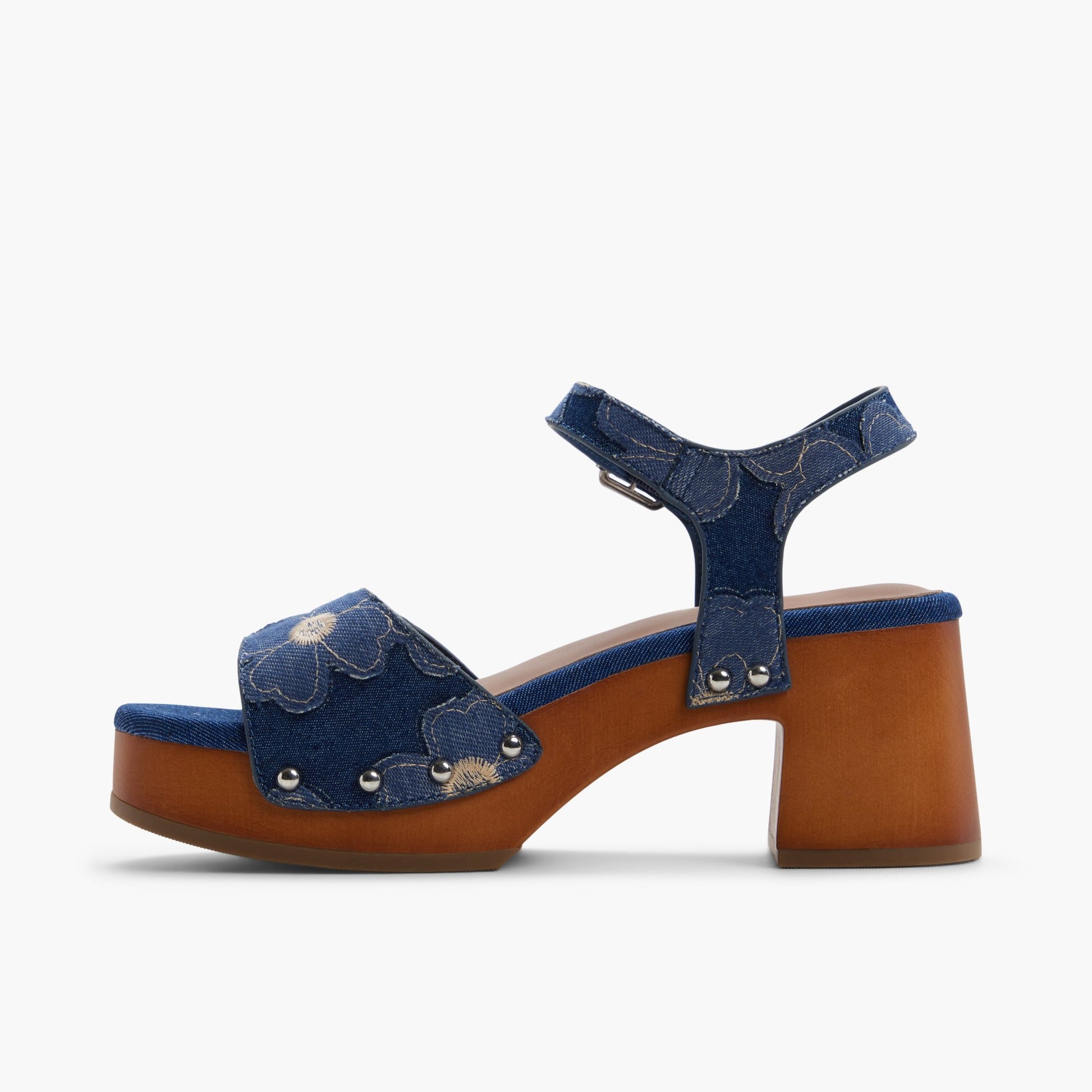 Vue latérale de Bleu Foncé Faylynn Sandales à plateforme