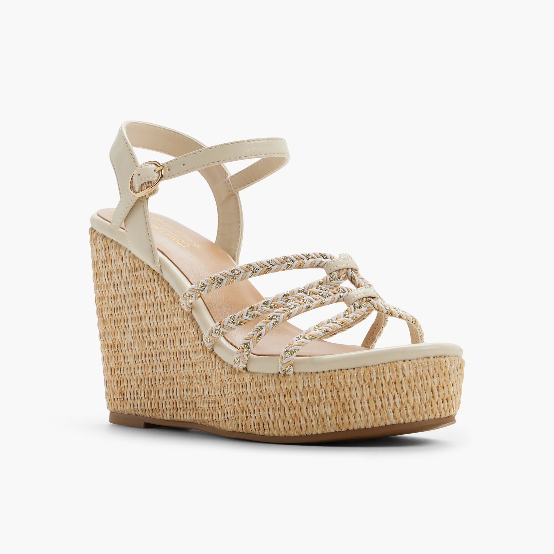 Three-quarter angle of Other beige Kaylya Wedge Sandals's front side