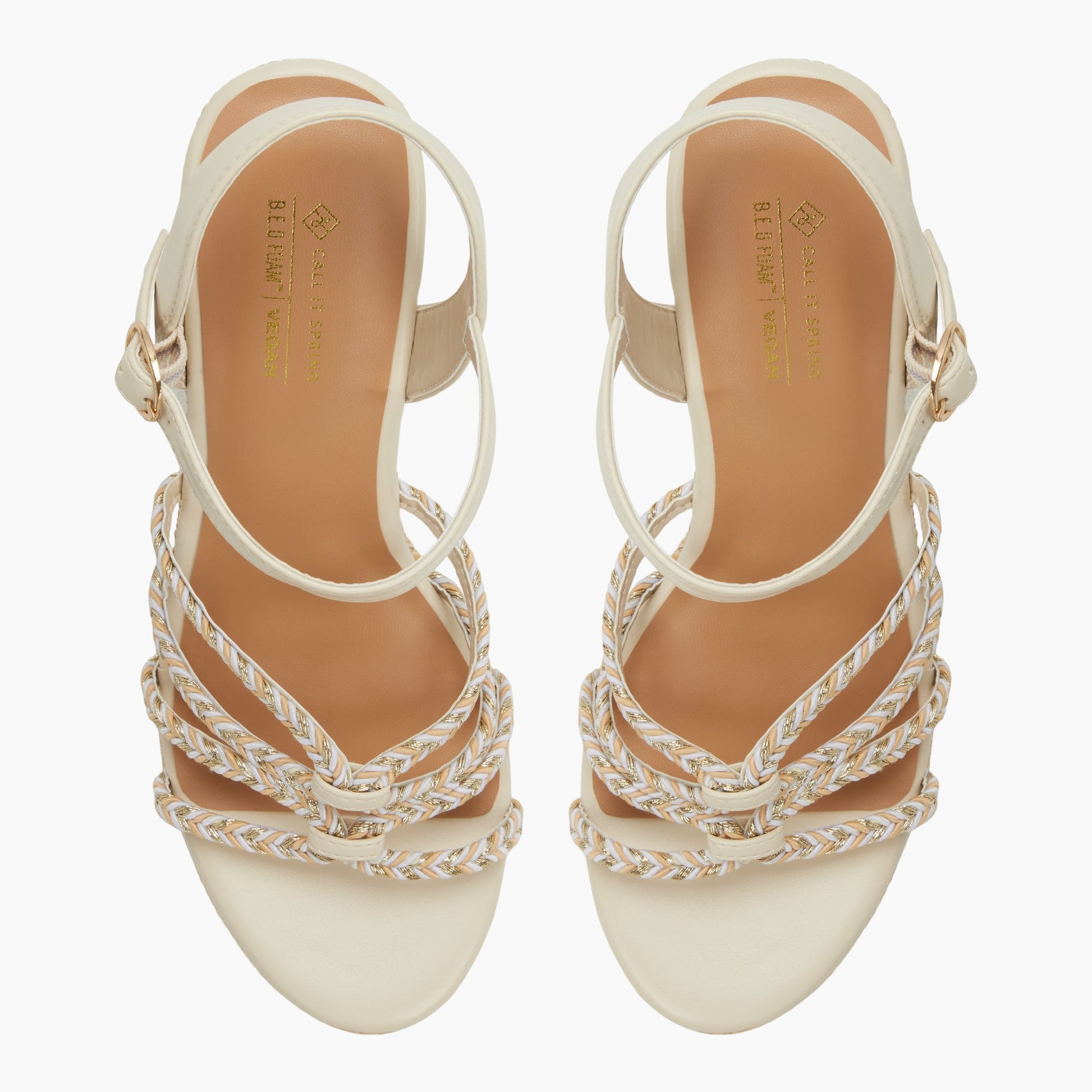 Top-down view of the Other beige Kaylya Wedge Sandals