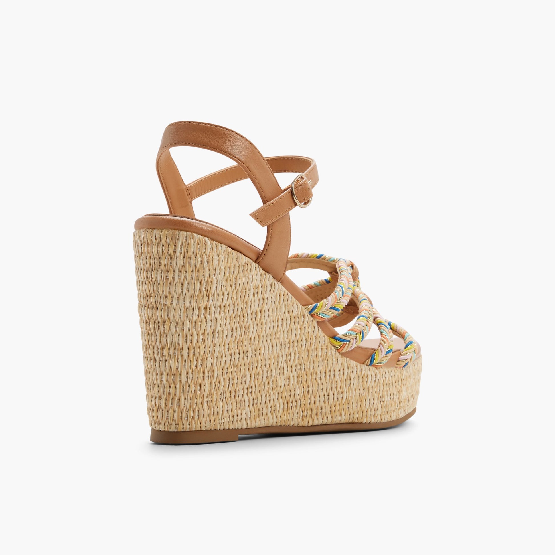 Three-quarter angle of Brown multi Kaylya Wedge Sandals's back side