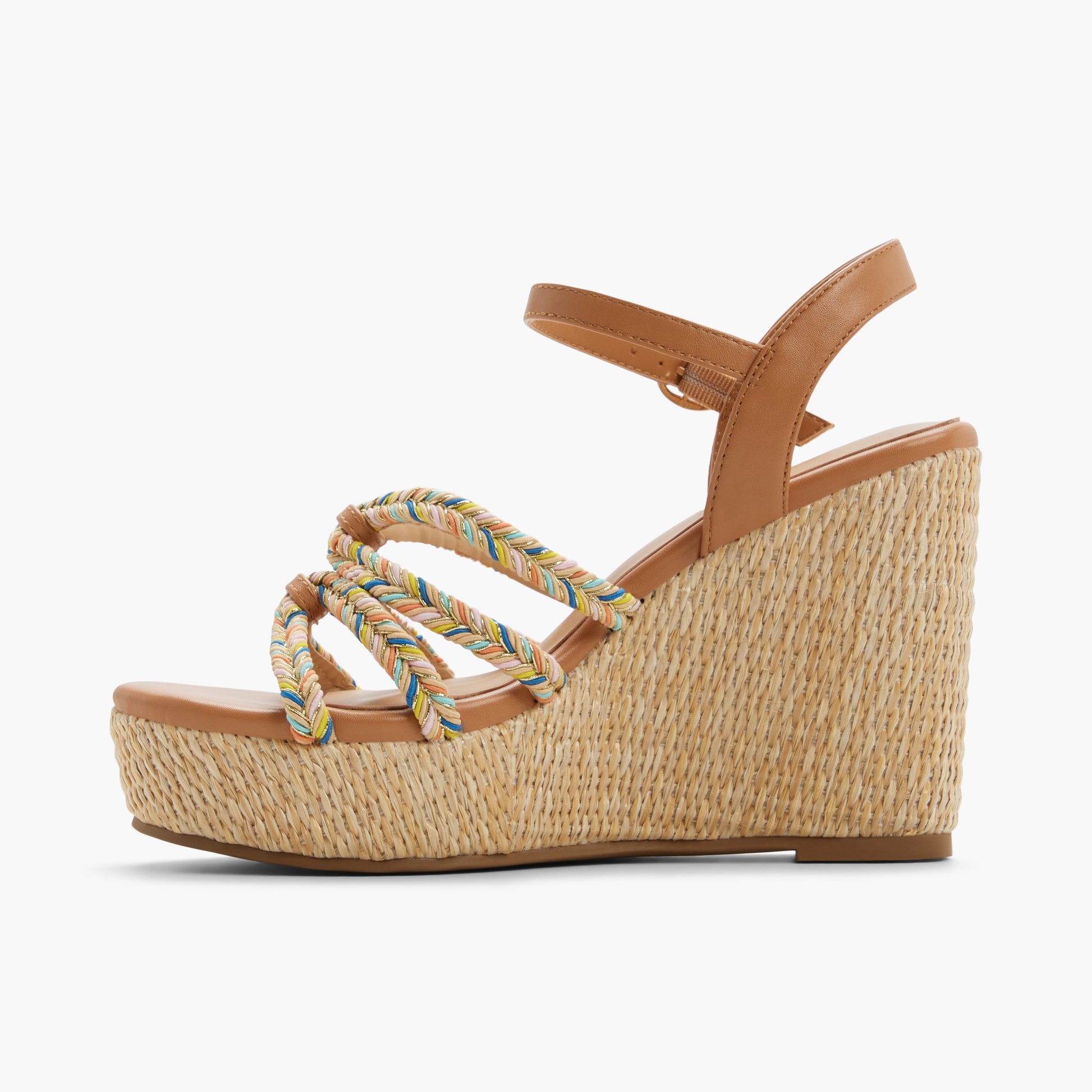 Side view of Brown multi Kaylya Wedge Sandals