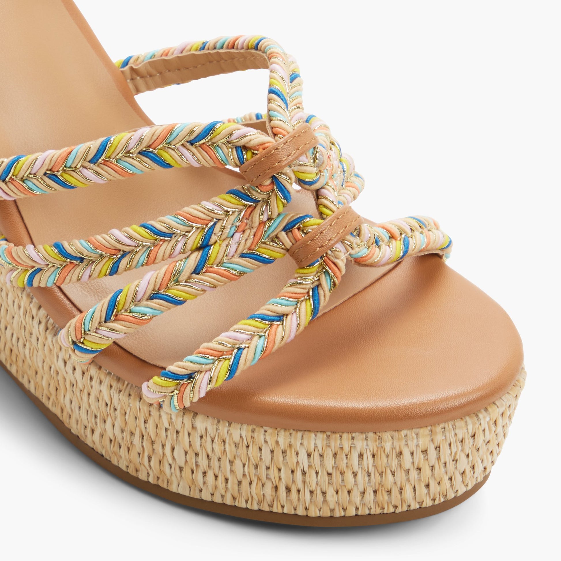 Close-up of the Brown multi Kaylya Wedge Sandals