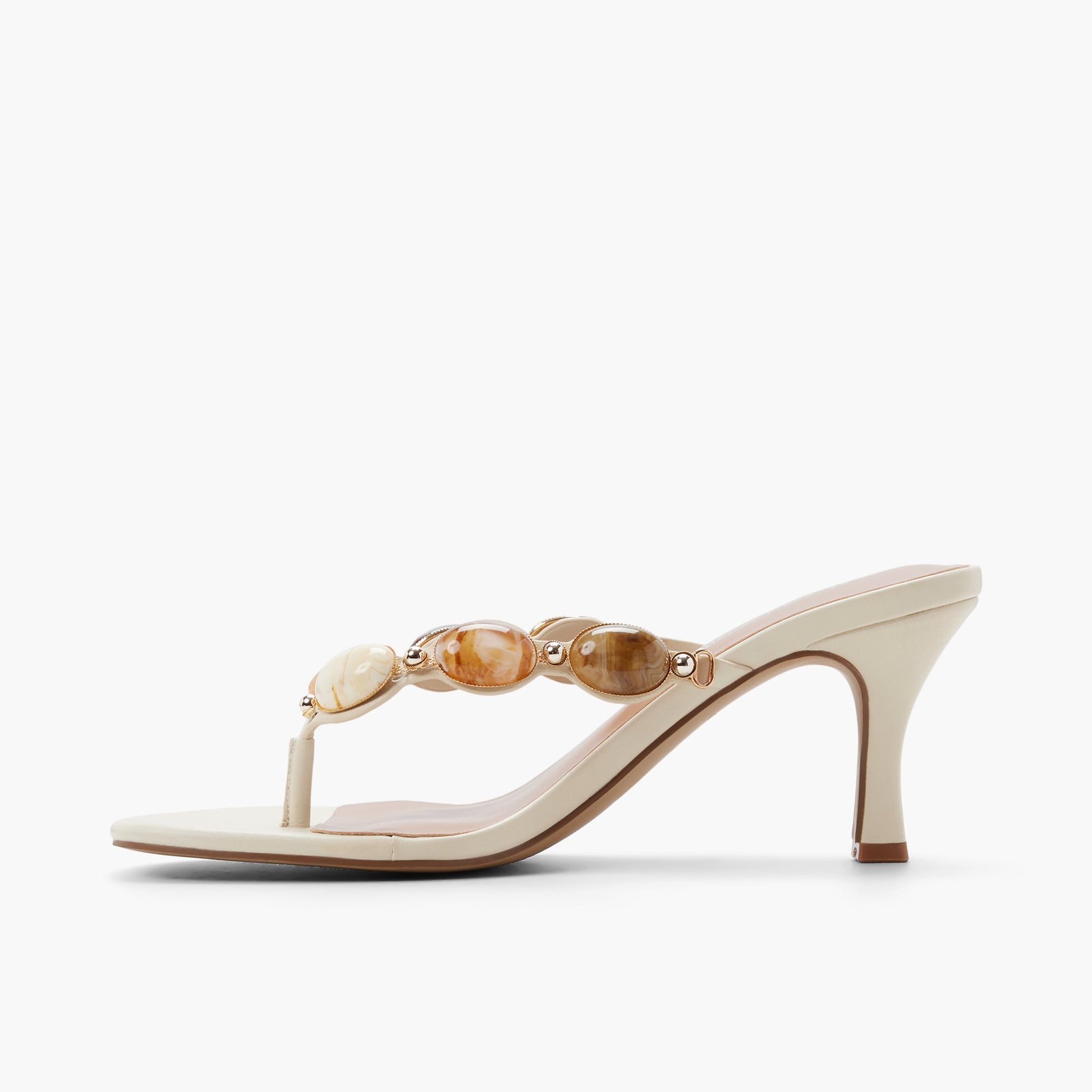 Side view of Ice Ammber Heeled Thong Sandals
