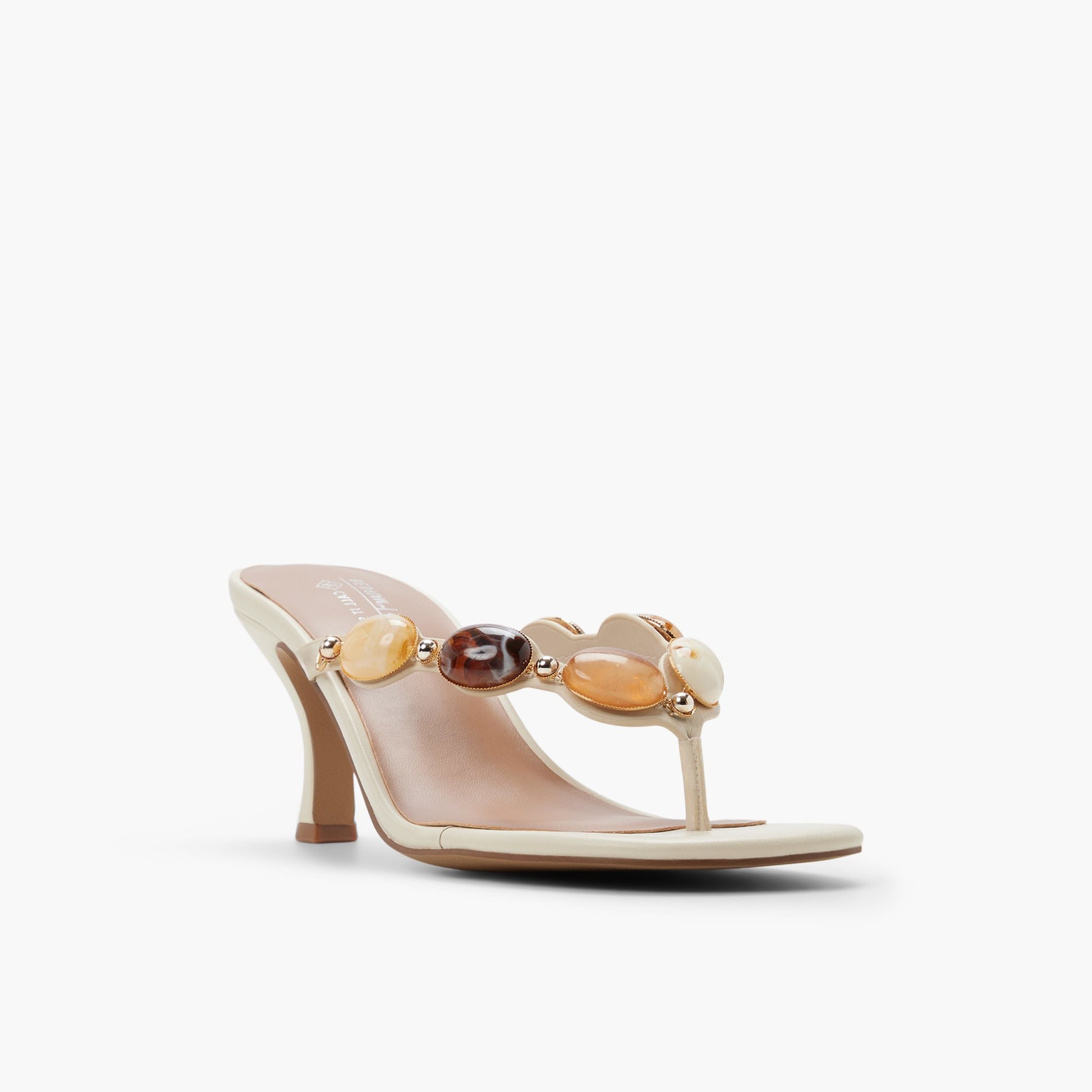 Three-quarter angle of Ice Ammber Heeled Thong Sandals's front side
