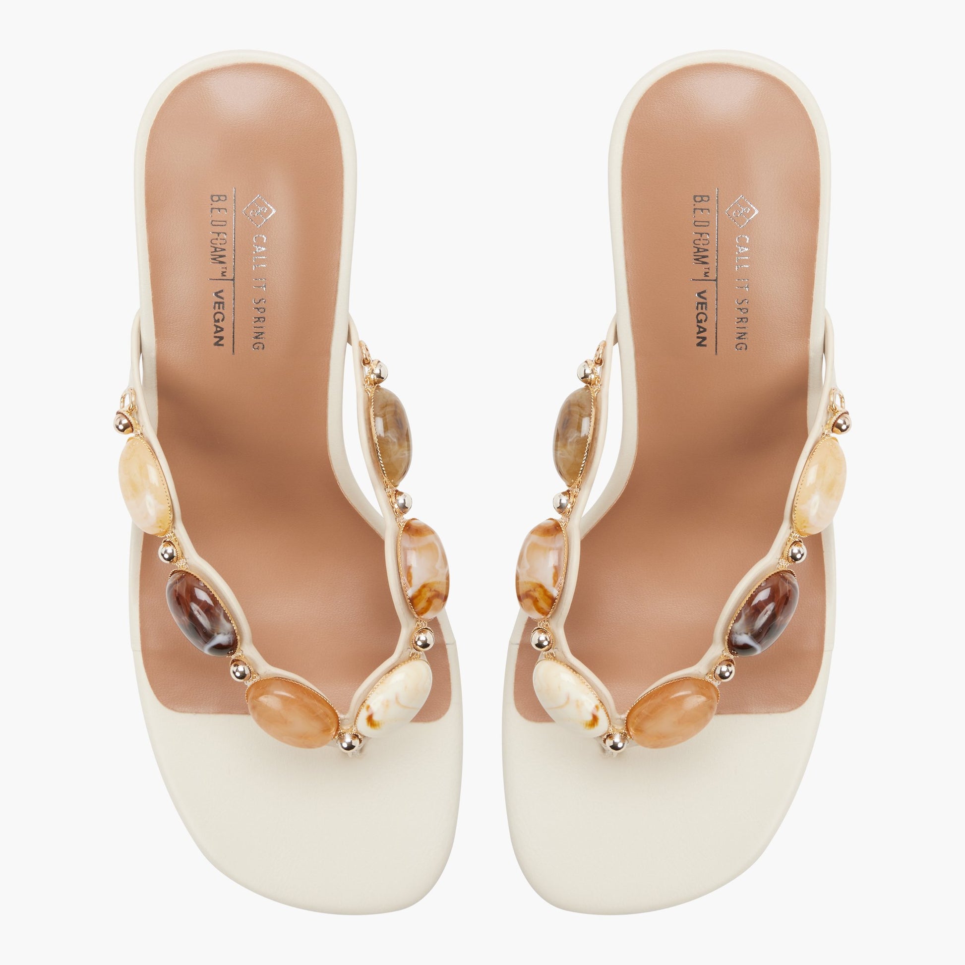Top-down view of the Ice Ammber Heeled Thong Sandals