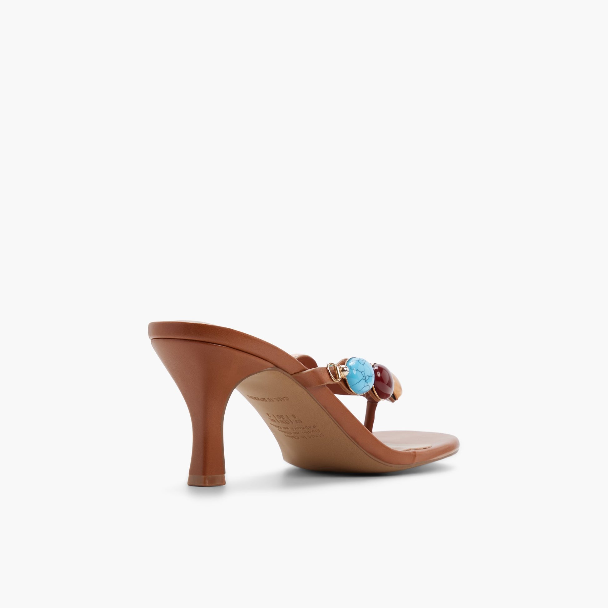 Test FR:Three-quarter angle of Marron Foncé Ammber Mules à talon's back side