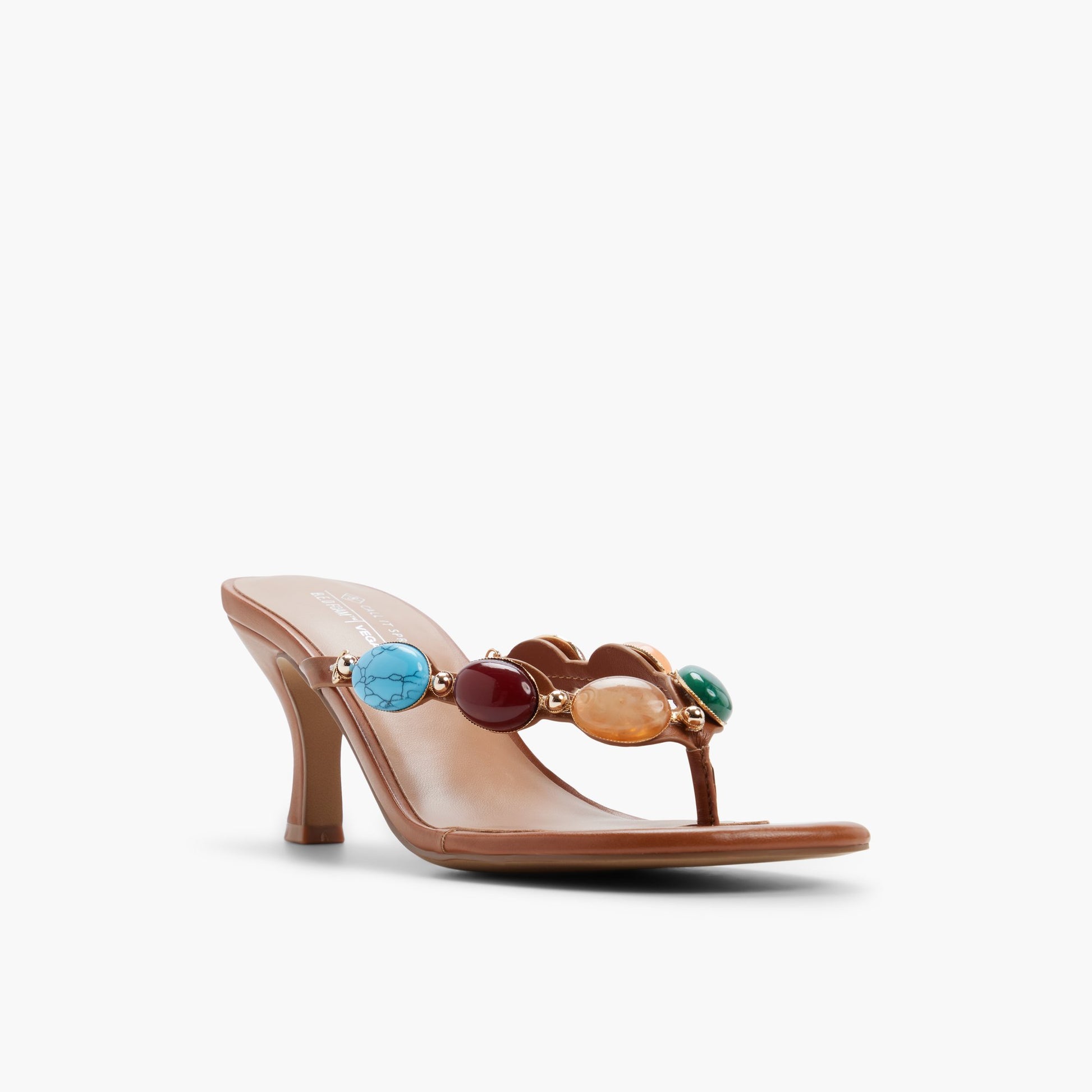 Test FR:Three-quarter angle of Marron Foncé Ammber Mules à talon's front side