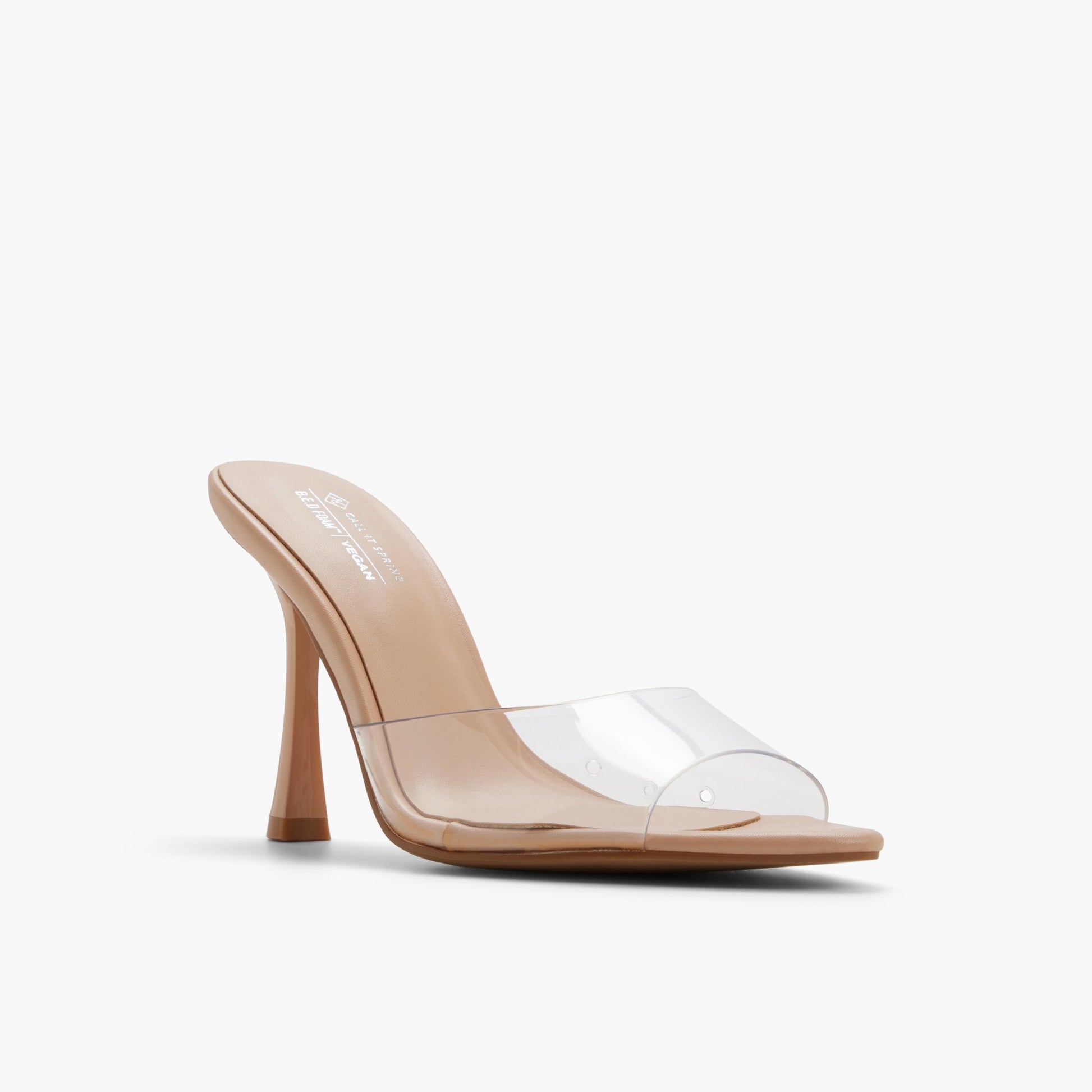 Three-quarter angle of Other beige Audreey Heeled Mule Sandals's front side