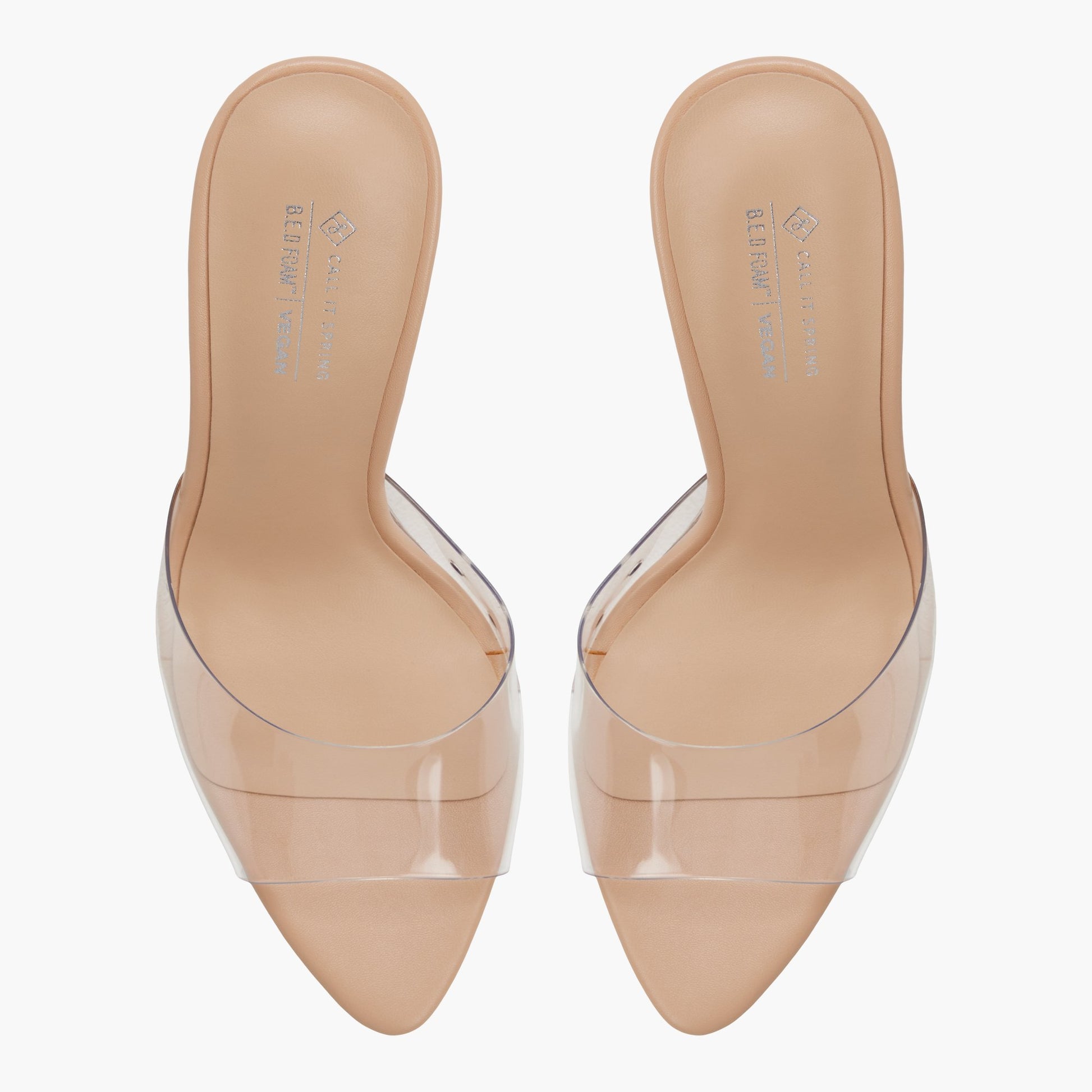 Top-down view of the Other beige Audreey Heeled Mule Sandals