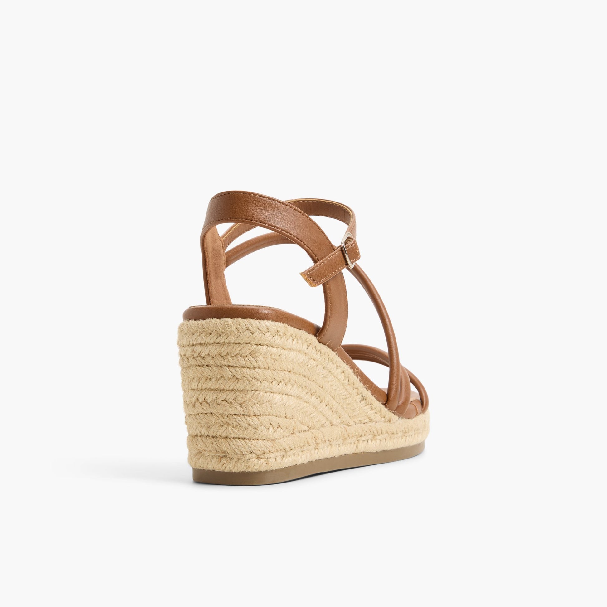 Three-quarter angle of Cognac Alanah Wedge Sandals's back side