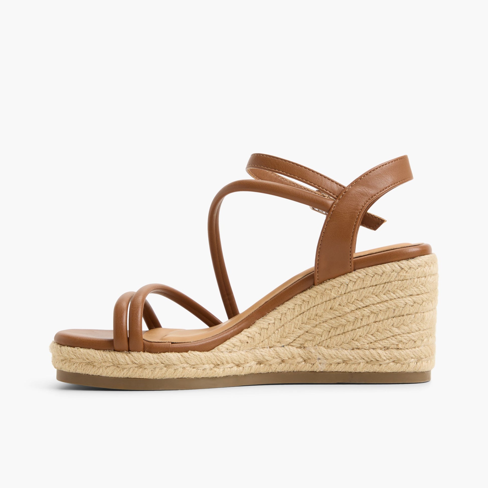Side view of Cognac Alanah Wedge Sandals