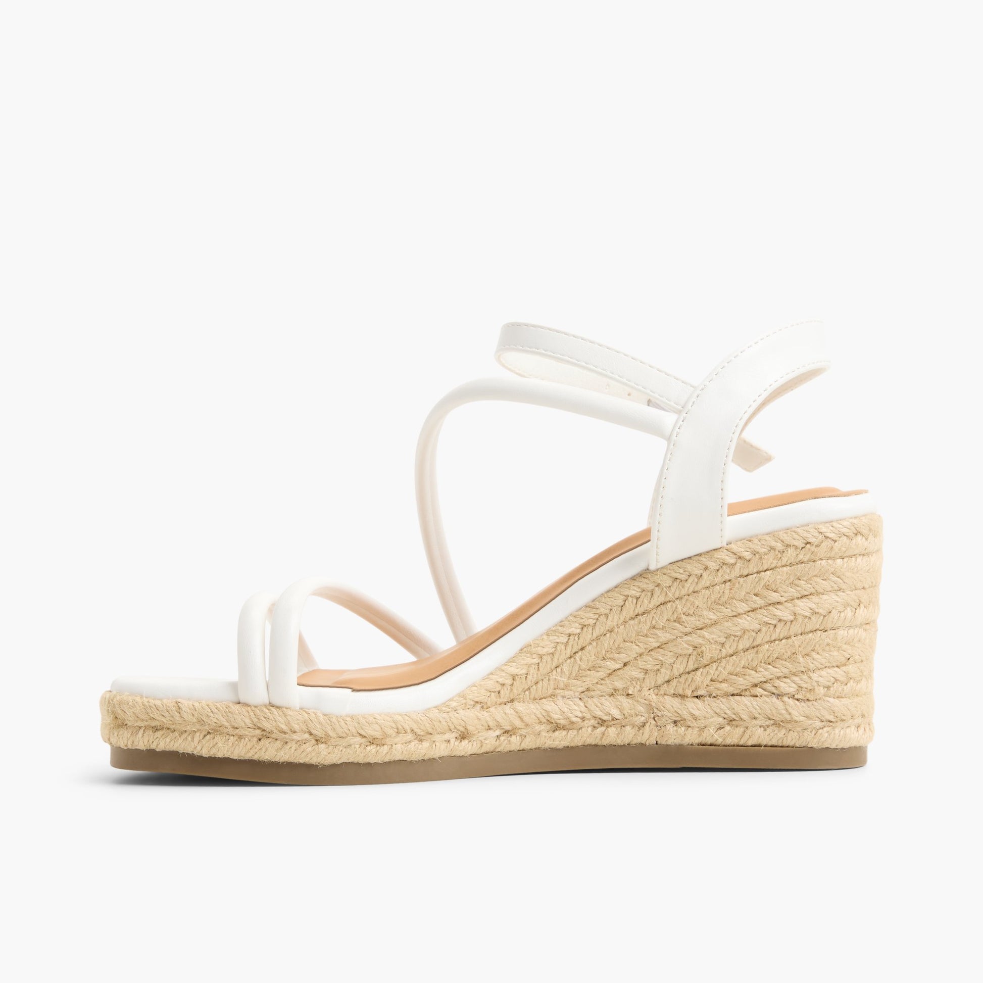 Side view of White Alanah Wedge Sandals