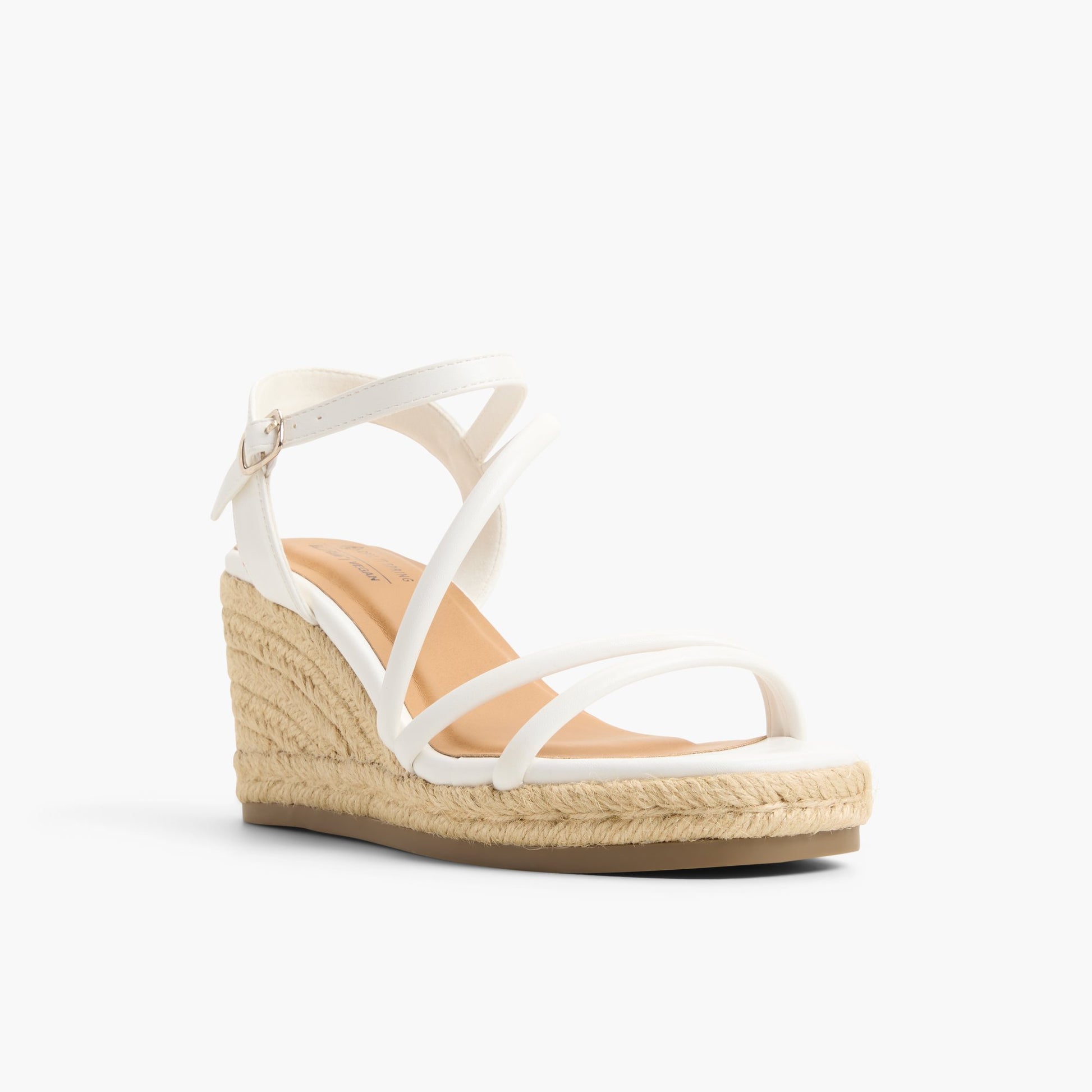Three-quarter angle of White Alanah Wedge Sandals's front side