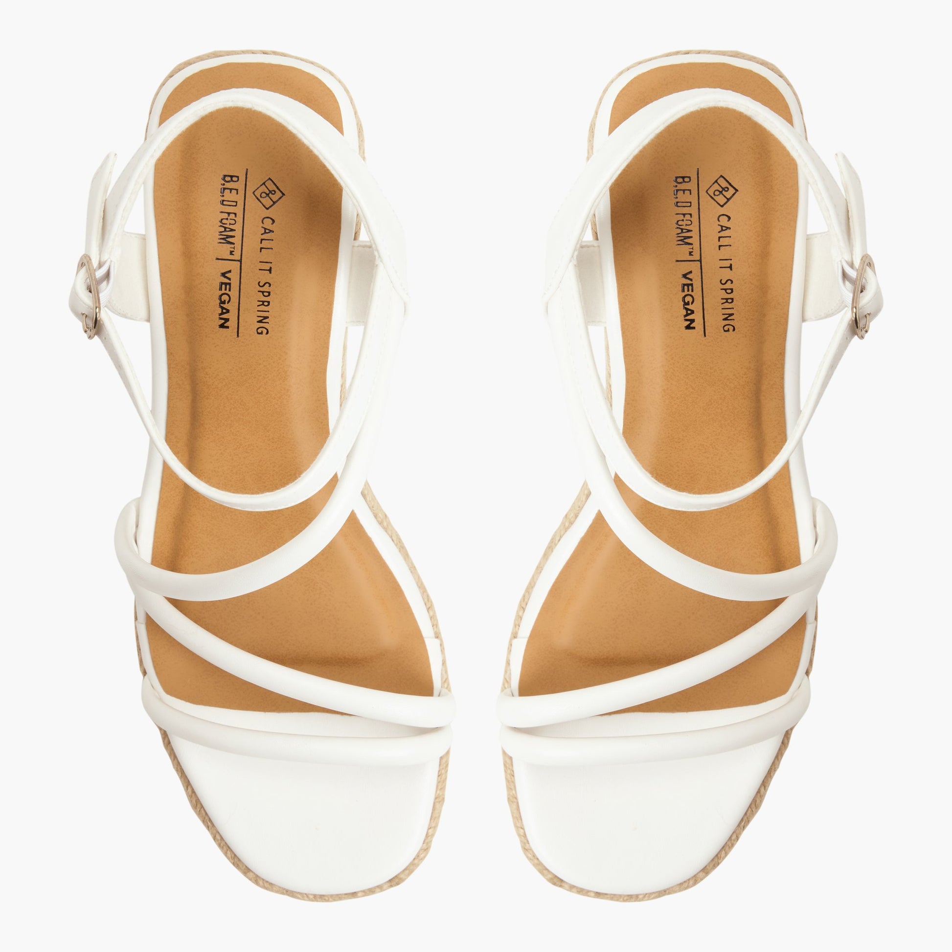 Top-down view of the White Alanah Wedge Sandals